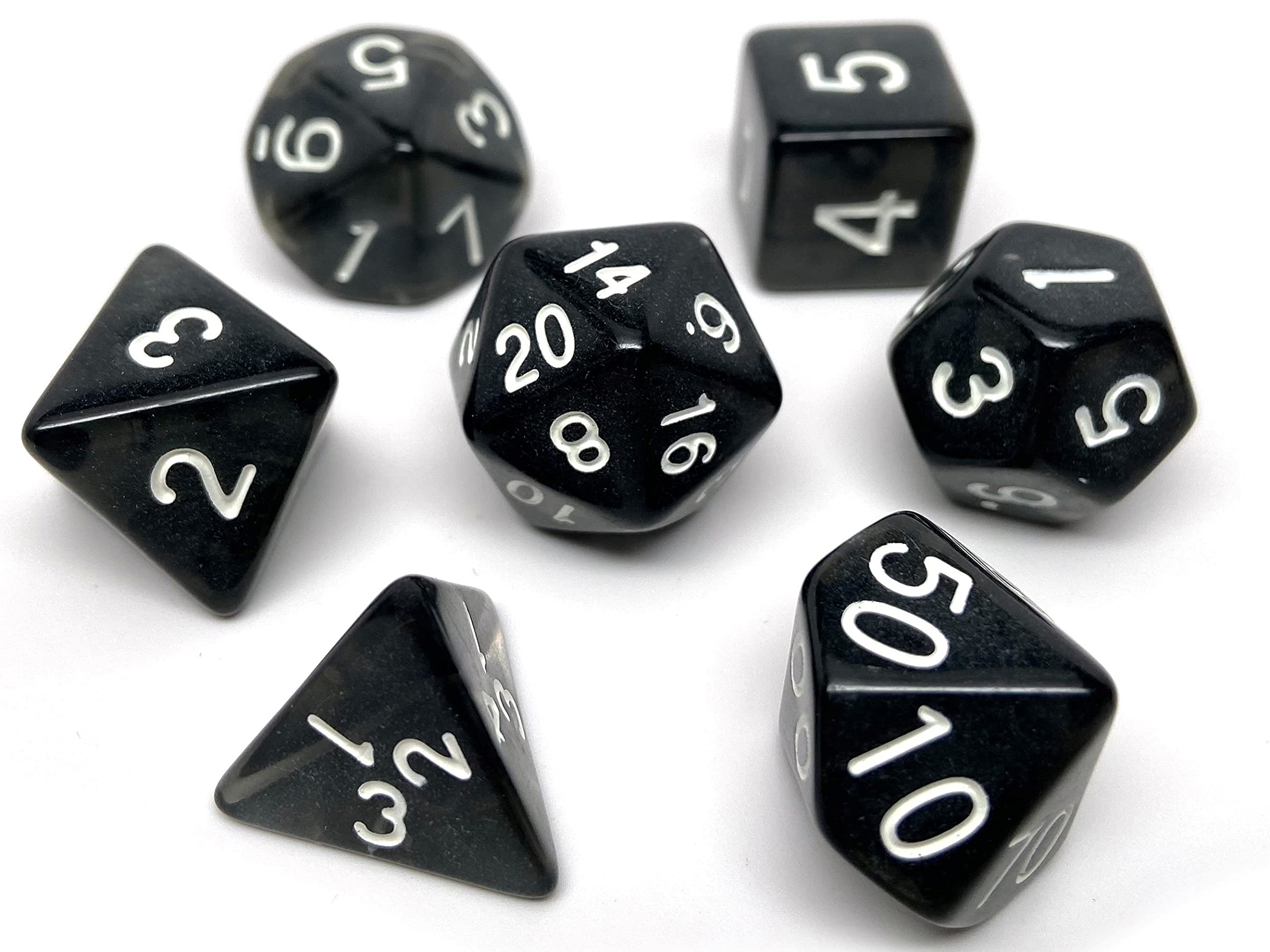 Premium 7-Piece Opaque Polyhedral Dice Set for D&D & RPG Games - Includes D20, D12, D10, D8, D6, D4, D00 (Black with White Numbers) - Perfect for Tabletop Gaming, Dungeons & Dragons, Pathfinder & Role Playing Adventures