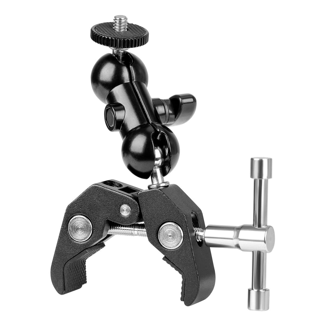Double Ballhead Camera Clamp Mount for DSLR, Monitors & Lights - Studio & Vlogging Use