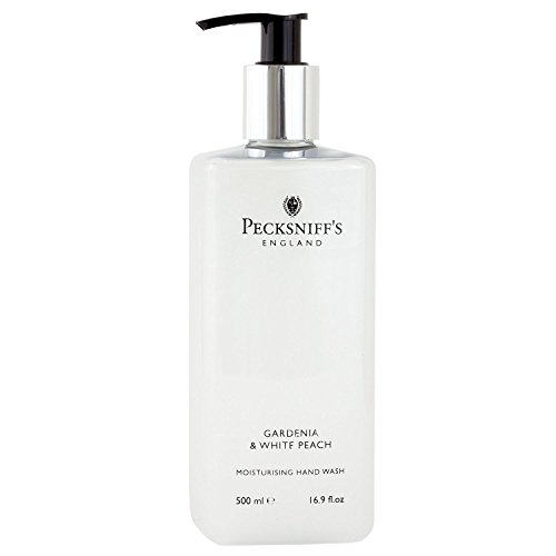**Pecksniff’s 16.9 oz Gardenia & White Peach Hand Wash – Gentle, Moisturizing & Hydrating Cleanser for Sensitive Skin – All-Natural, Cruelty-Free, Vitamin B Enriched – Perfect for Home, Office & Spa Use**