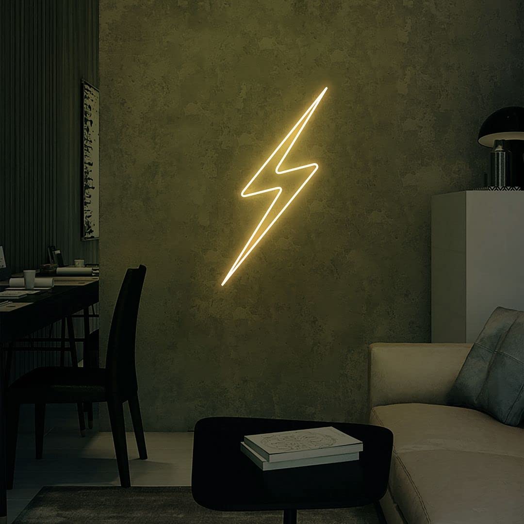 Lightning Bolt Neon Sign - Vibrant Wall Decor for Bedroom, Home, Wedding & Party | Aesthetic Room Lighting for Bathroom & Kitchen | Perfect for Game Rooms, Bars & Themed Events