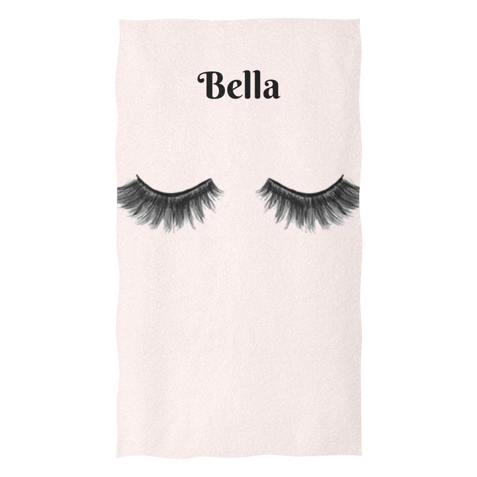 Custom Personalized Hand Towels with Name - Cute Eyelashes Print Soft Microfiber Bath Towel (16x28 inches) for Bathroom, Kitchen, Hotel, Gym & Spa | Perfect for Gifts, Home Decor & Travel Essentials