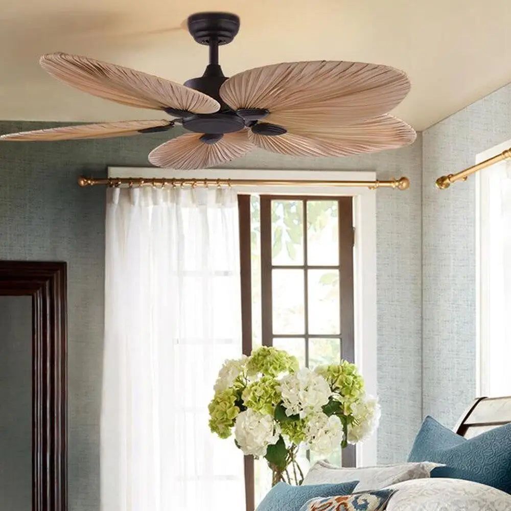 Stylish Palm Leaf Ceiling Fan - Modern Tropical Design for Home & Outdoor Use - Perfect for Living Room, Bedroom, Patio and Beach House Decor