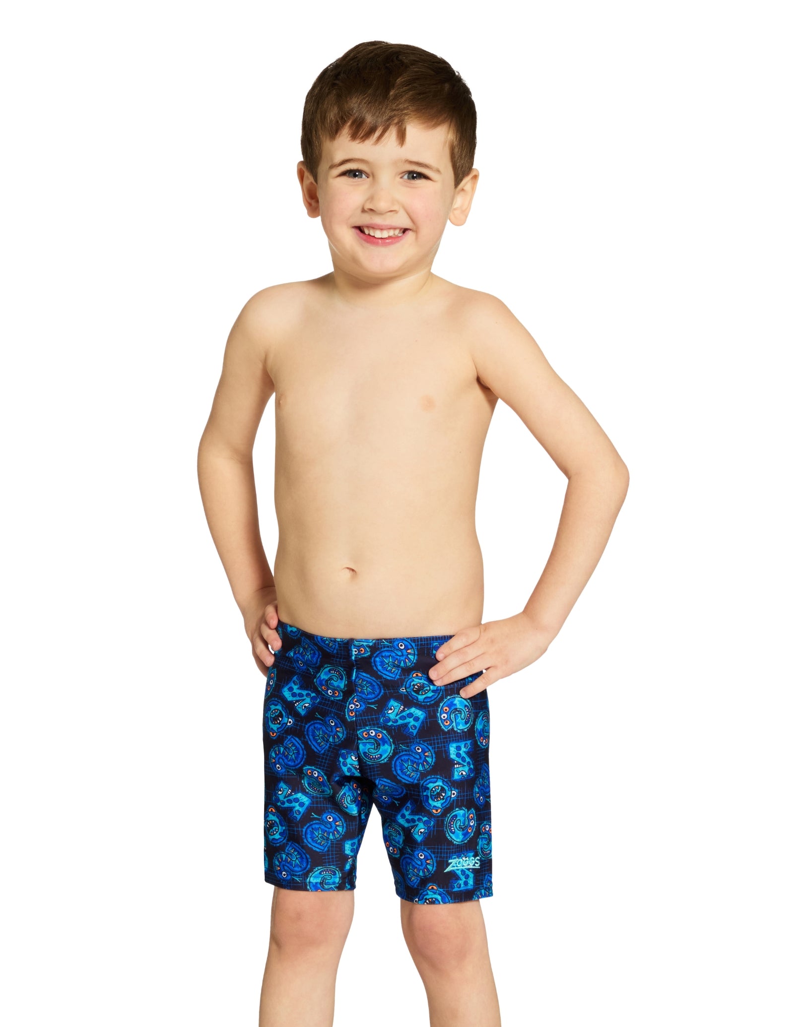 Tots Boys Fontopia Mid Swim Jammer - Blue | Kids' Swimwear for Pool & Beach | Comfortable Boys' Swim Shorts for Swimming Lessons & Water Play