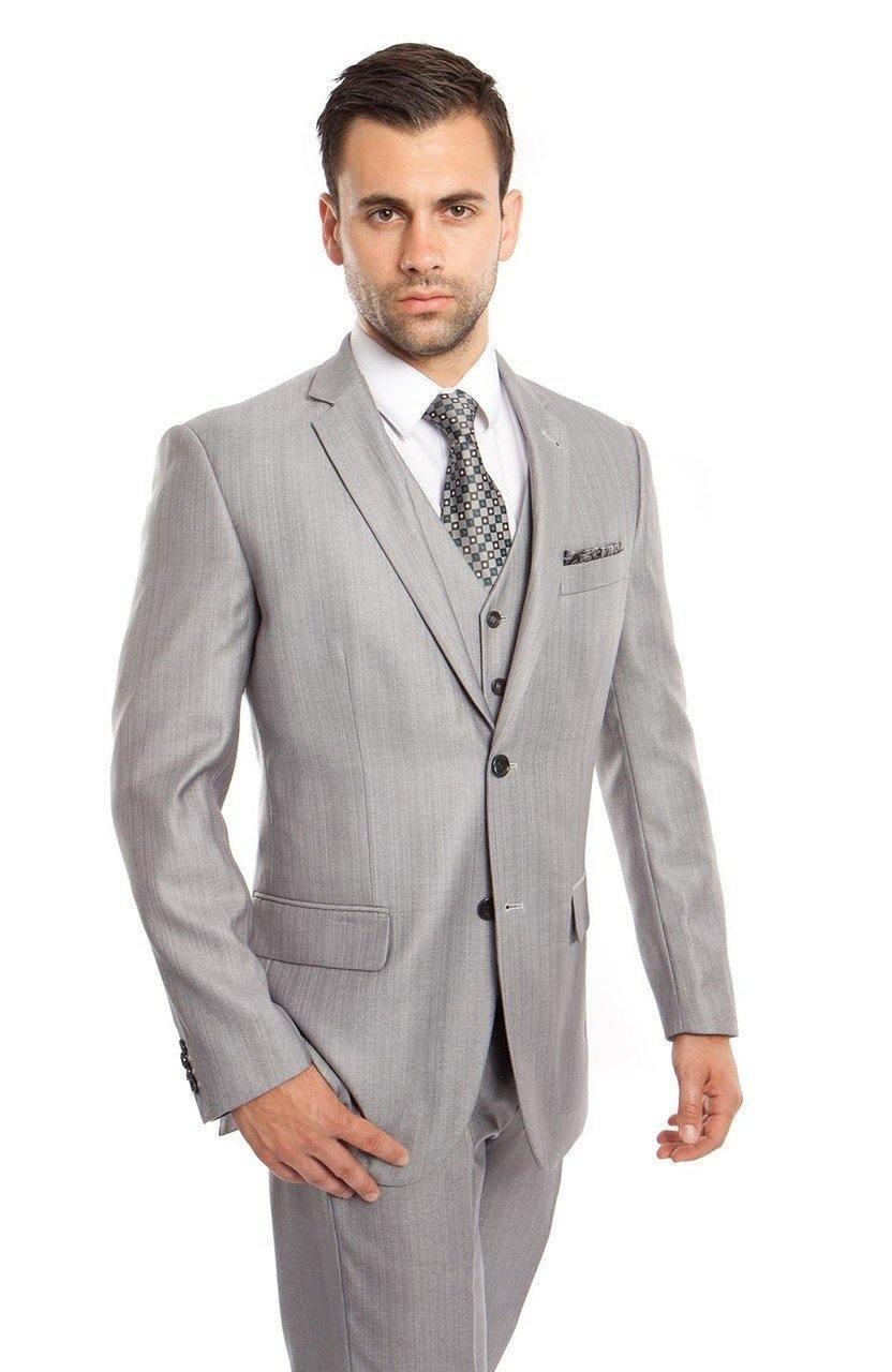 TAZIO COLLECTION Light Grey Textured 3-Piece Suit for Men - Premium Business Formal Wear for Weddings, Office & Special Occasions