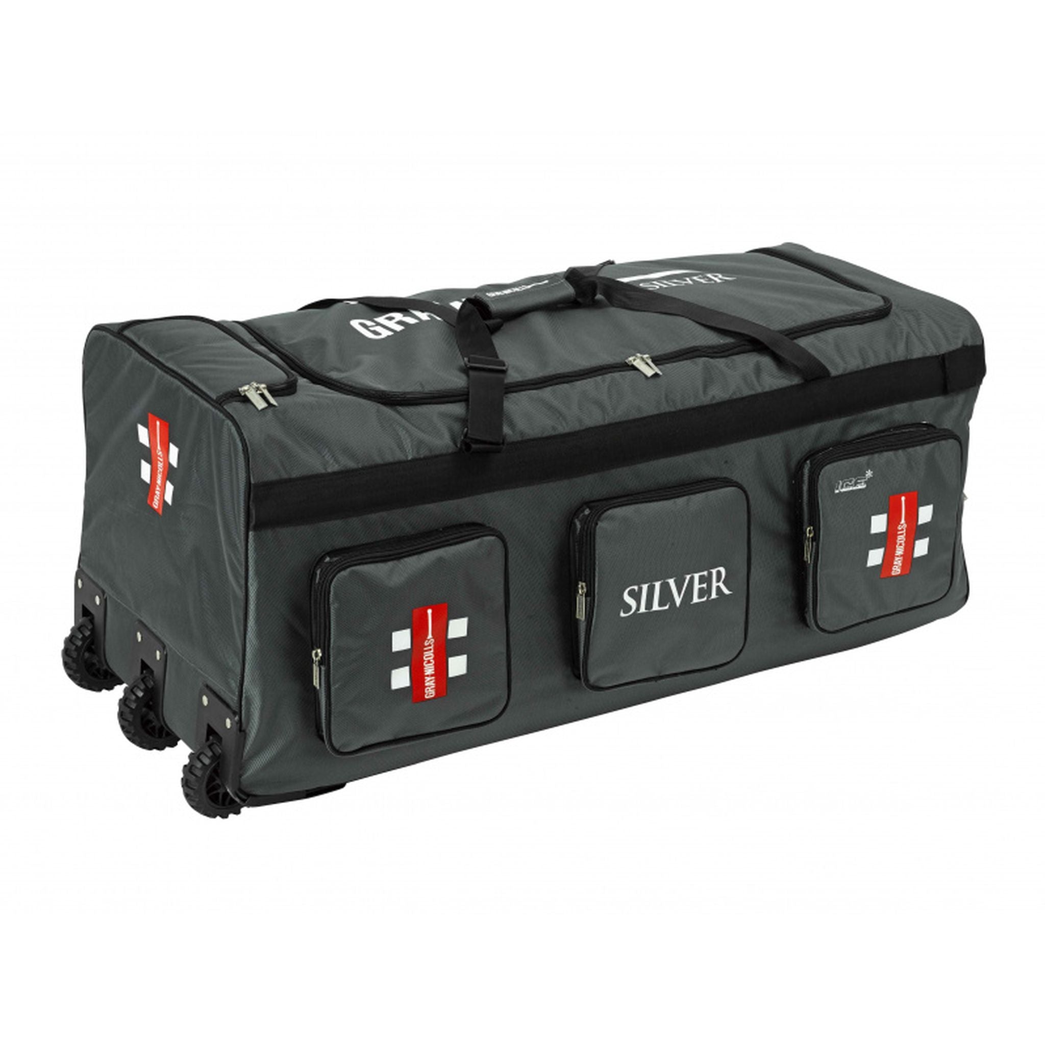 Gray Nicolls Silver Cricket Wheel Bag - Premium Cricket Equipment for Training & Matches - Durable Sports Gear for Cricket Players & Teams
