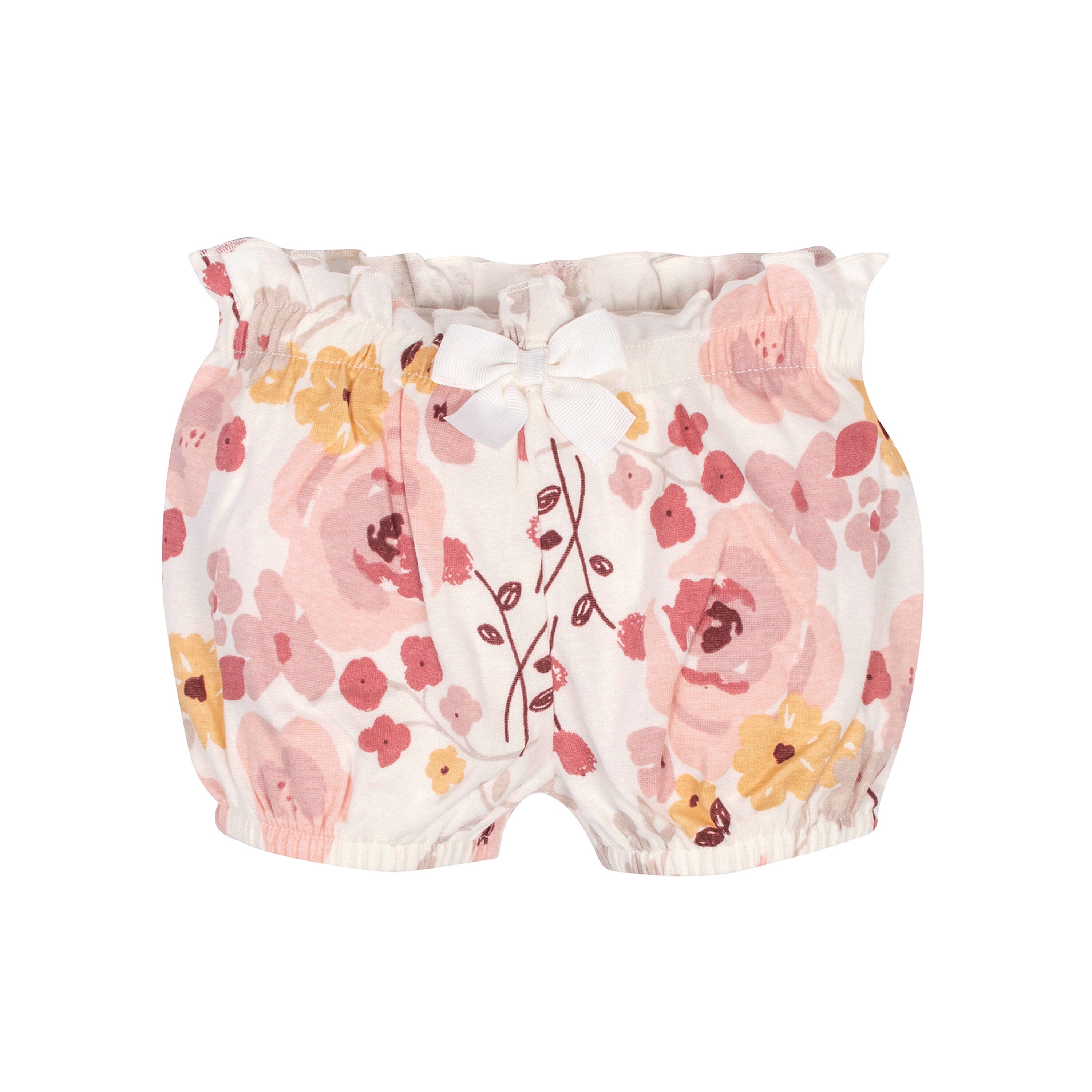 4 Pack Baby Girls Pink Floral Bloomer Shorts | Soft Cotton Summer Shorts for Toddlers | Perfect for Playtime, Beach & Photo Shoots