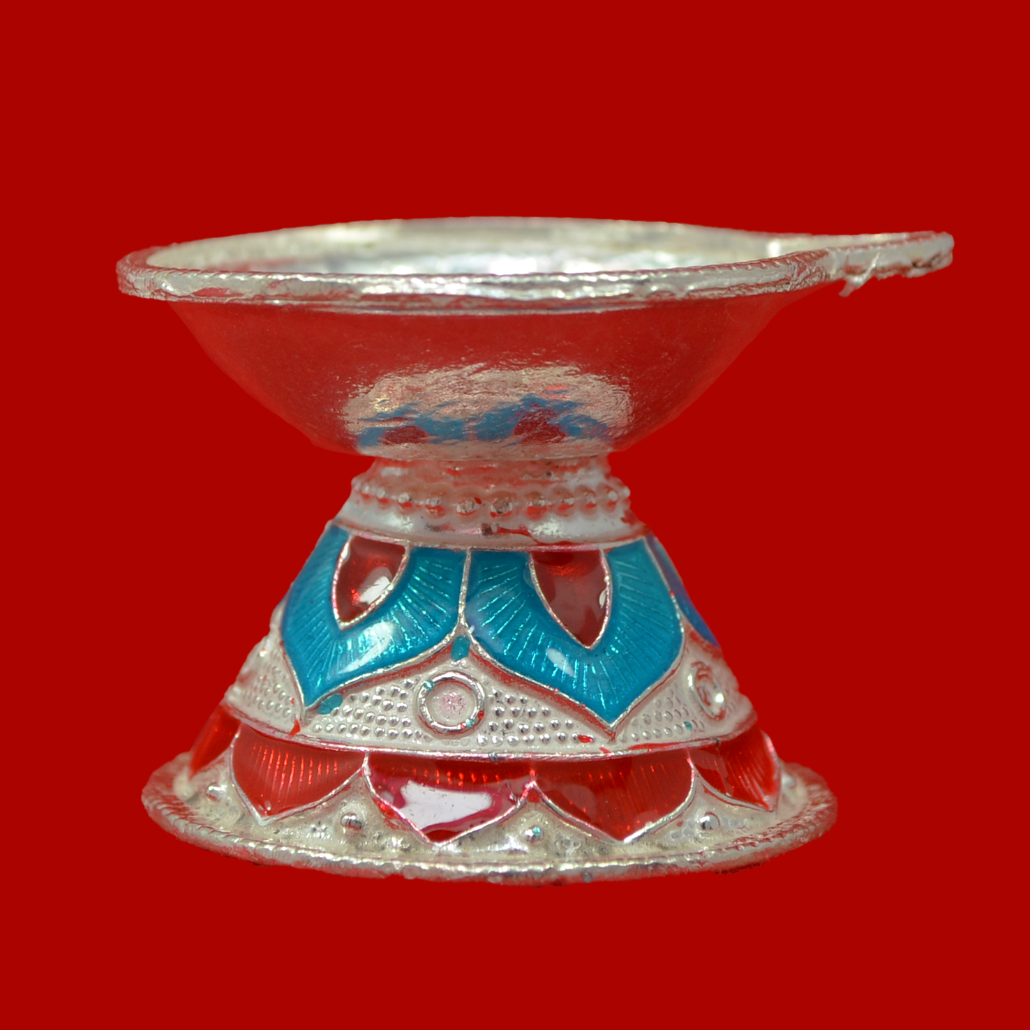 925 Sterling Silver Designer Diya Lamp - Elegant Handcrafted Indian Tea Light Holder for Diwali, Weddings & Home Decor (Design 20)