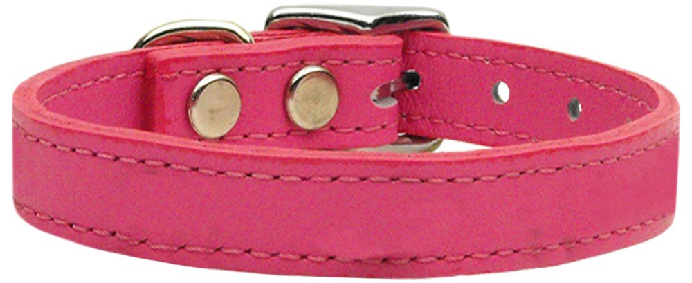 Mirage Pet Products Plain Leather Pink Dog Collar for Small Dogs, 10