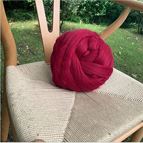 Chunky Merino Wool Yarn 1000g - Soft DIY Knitting & Crochet Yarn for Blankets, Scarves, Hats - Hand Spinning, Arm Knitting, Sewing - Wine Red (Perfect for Cozy Winter Projects & Home Decor)