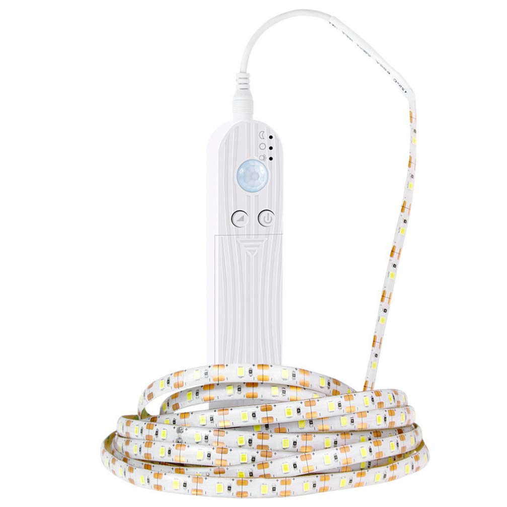 OSALADI 10ft LED Light Strip with PIR Motion Sensor - Battery Powered Closet Lights for Wardrobe, Cabinet, Cupboard & Bed - 3000K Warm White - Perfect for Nighttime Navigation & Dark Spaces