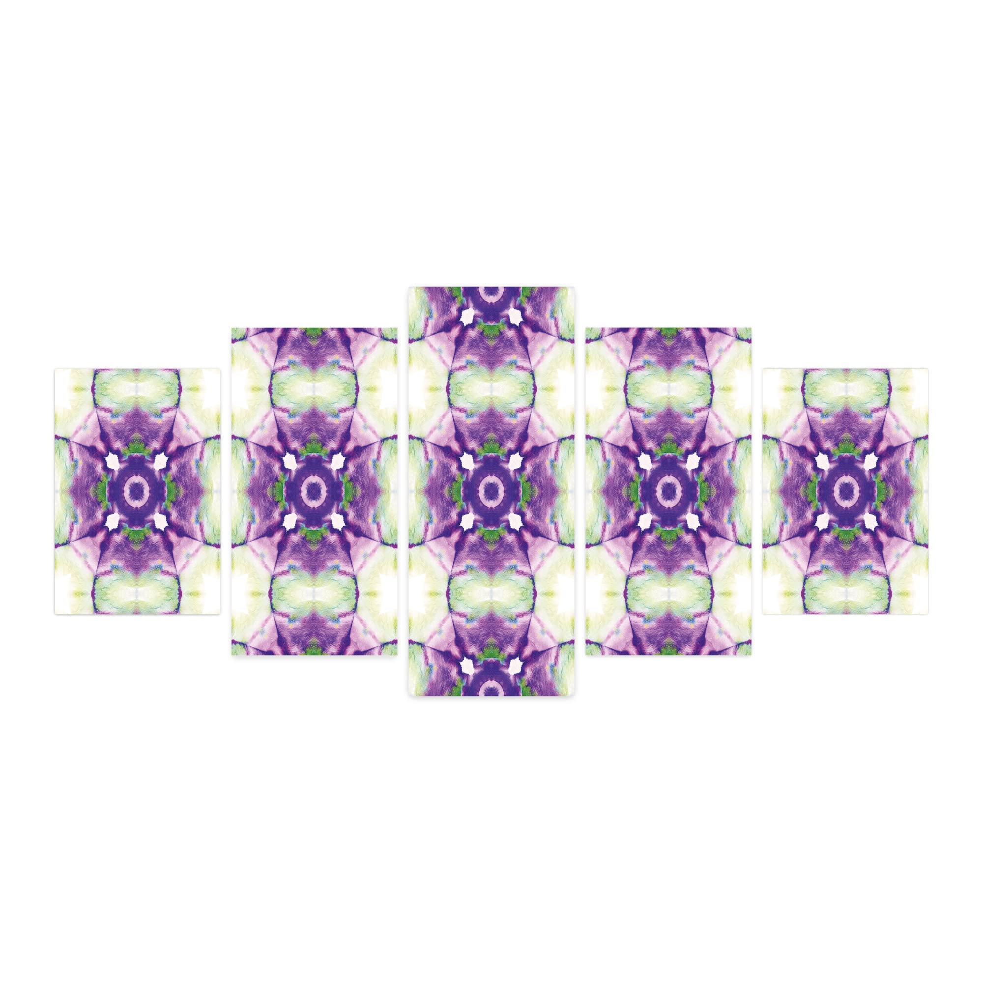 Ambesonne Geometric 5-Panel Acrylic Glass Wall Art - Bohemian Mosaic Tile Design with Garden Blossoms Pattern, Traditional Art Decor for Living Room, Bedroom, Dorm - 60