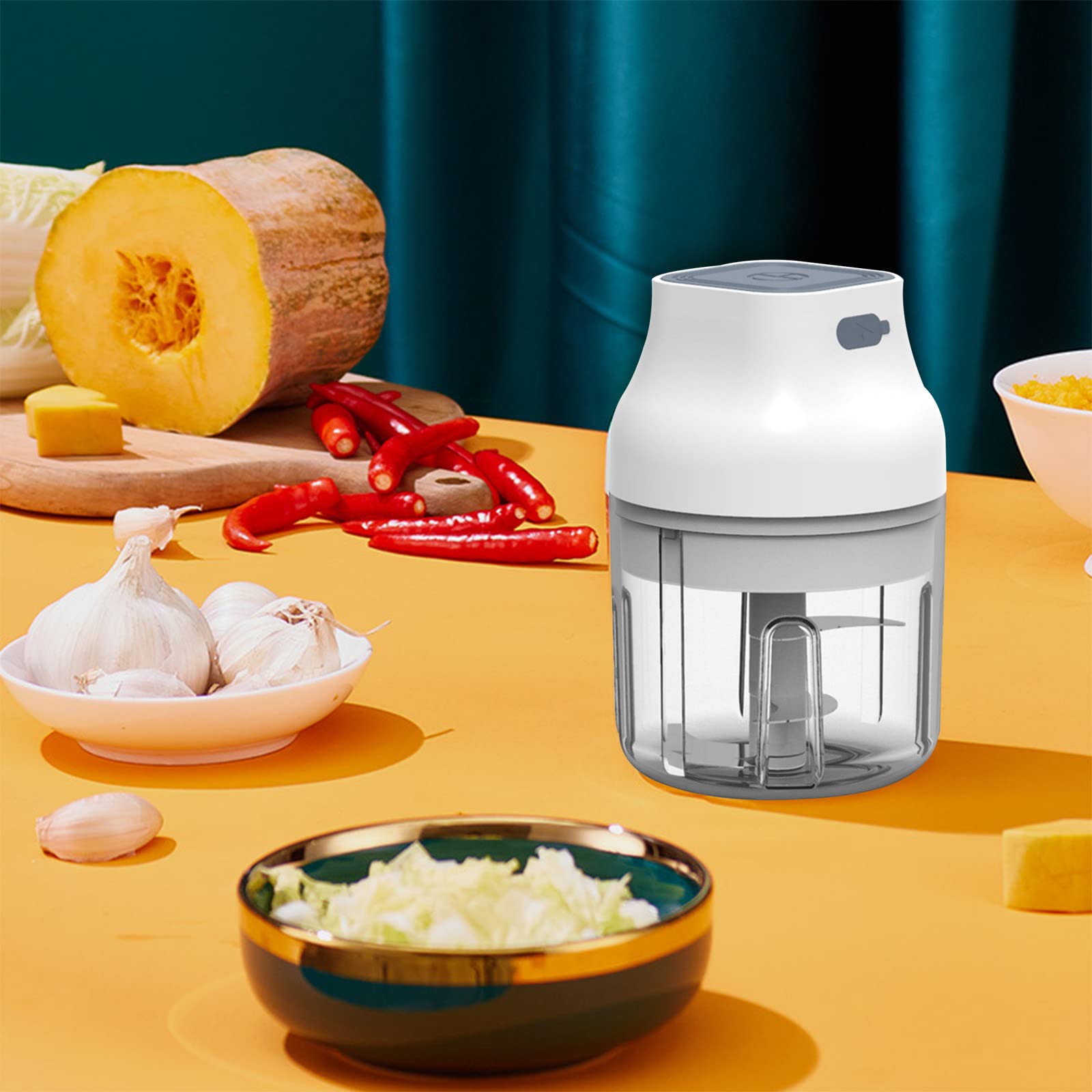 Electric Garlic Chopper & Food Processor - USB Rechargeable, Waterproof, 250ML Capacity - Perfect for Chopping Onions, Meat, Spices & Vegetables - Ideal for Kitchen, Camping & Travel Use