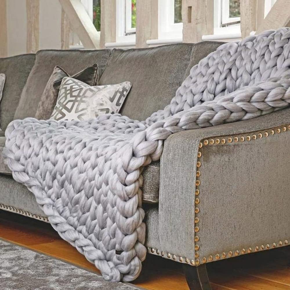 LKP Chunky Knit Blanket Throw - Super Soft & Fluffy Braided Blanket (71