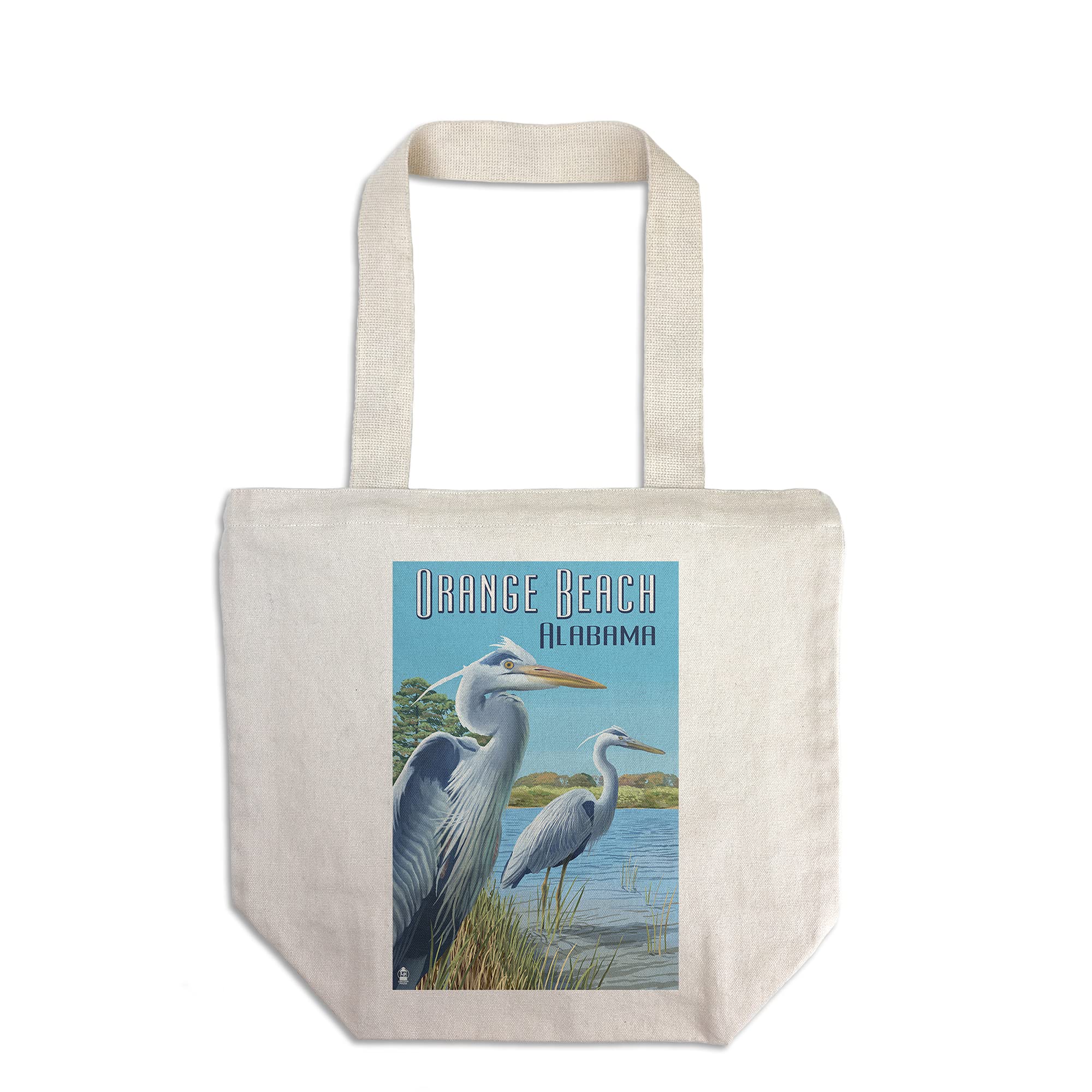Orange Beach Alabama Blue Heron Tote Bag - 100% Cotton Canvas Reusable Shopping Bag for Beach, Grocery & Everyday Use
