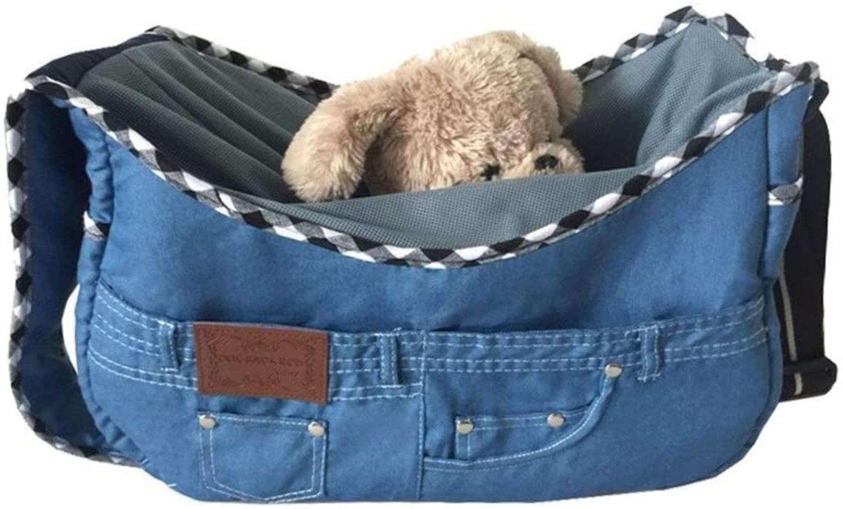 Portable Pet Carrier Backpack for Small & Medium Dogs & Cats - Lightweight Travel Shoulder Bag with Jeans Cloth Design | Perfect for Air Travel, Hiking, and Daily Commutes
