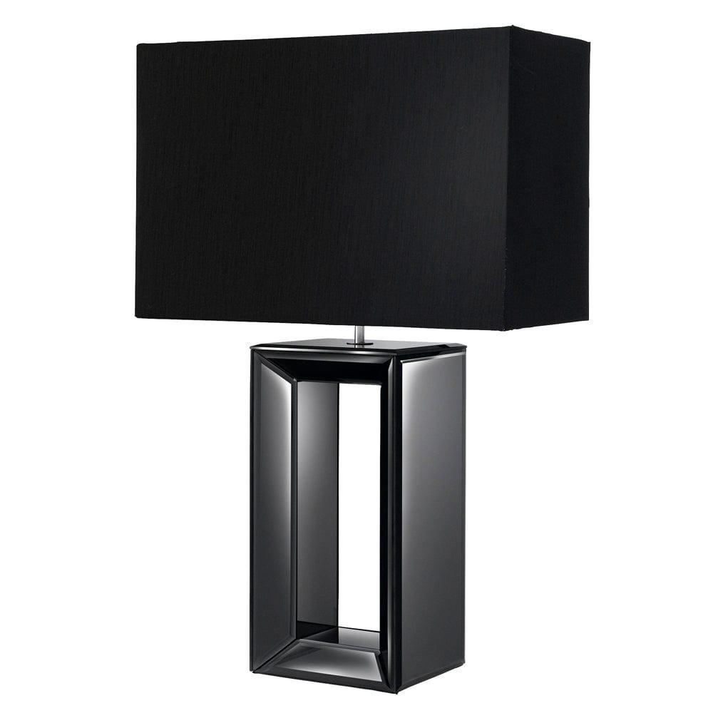 Black Table Lamp with Searchlight Mirror & Faux Silk Shade - Perfect for Bedroom Vanity, Makeup Lighting, and Home Office Decor
