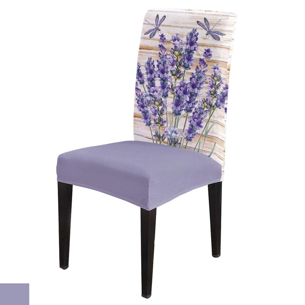 8-Piece Purple Floral Stretch Dining Chair Covers Set - Lavender Lilac Flower Slipcovers for Parsons Chairs - Perfect for Restaurants, Kitchens & Home Dining Rooms - Adds Elegant Decor to Wooden Furniture & Special Occasions