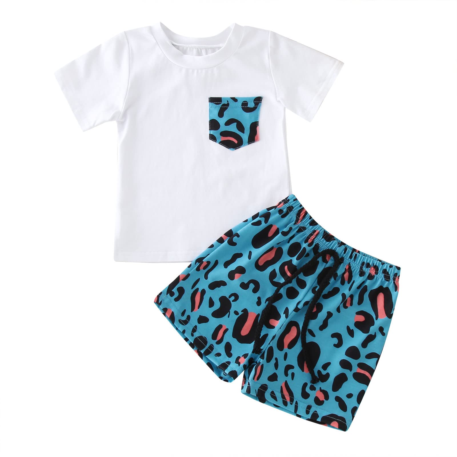 Little Toddler Boys Summer Leopard Print Short Sleeve T-Shirt - 6T Boys Top (White, 6 Months) | Cute Casual Outfit for Playdates, Daycare & Summer Adventures