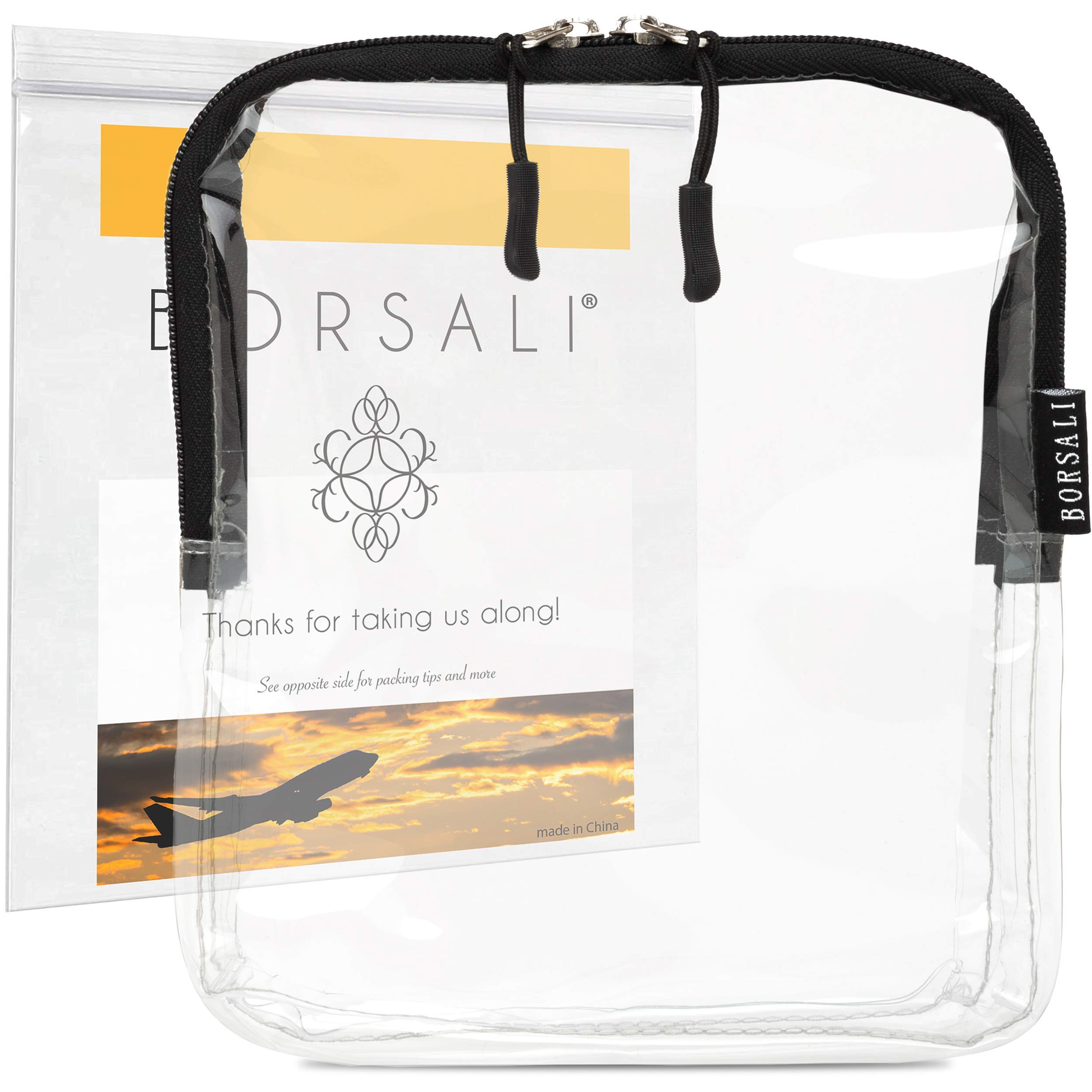 TSA Approved Clear Travel Toiletry Bag - Quart Size Cosmetic Organizer for Airplane Carry On - Perfect for 3-1-1 Liquids, Makeup & Skincare Essentials - Ideal for Business Trips & Vacation Packing