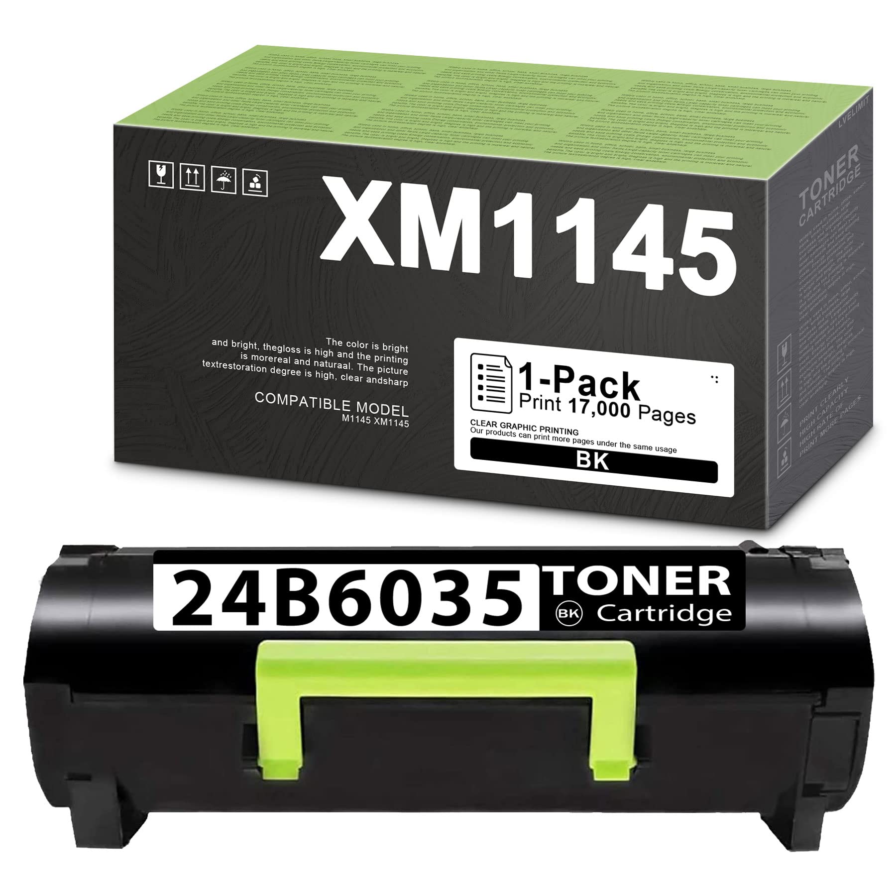EXFOP 24B6035 Black Toner Cartridge Replacement for Lexmark 24B6035 M1145 XM1145 Printer - 1 Pack - High Yield Printing for Office & Home Use