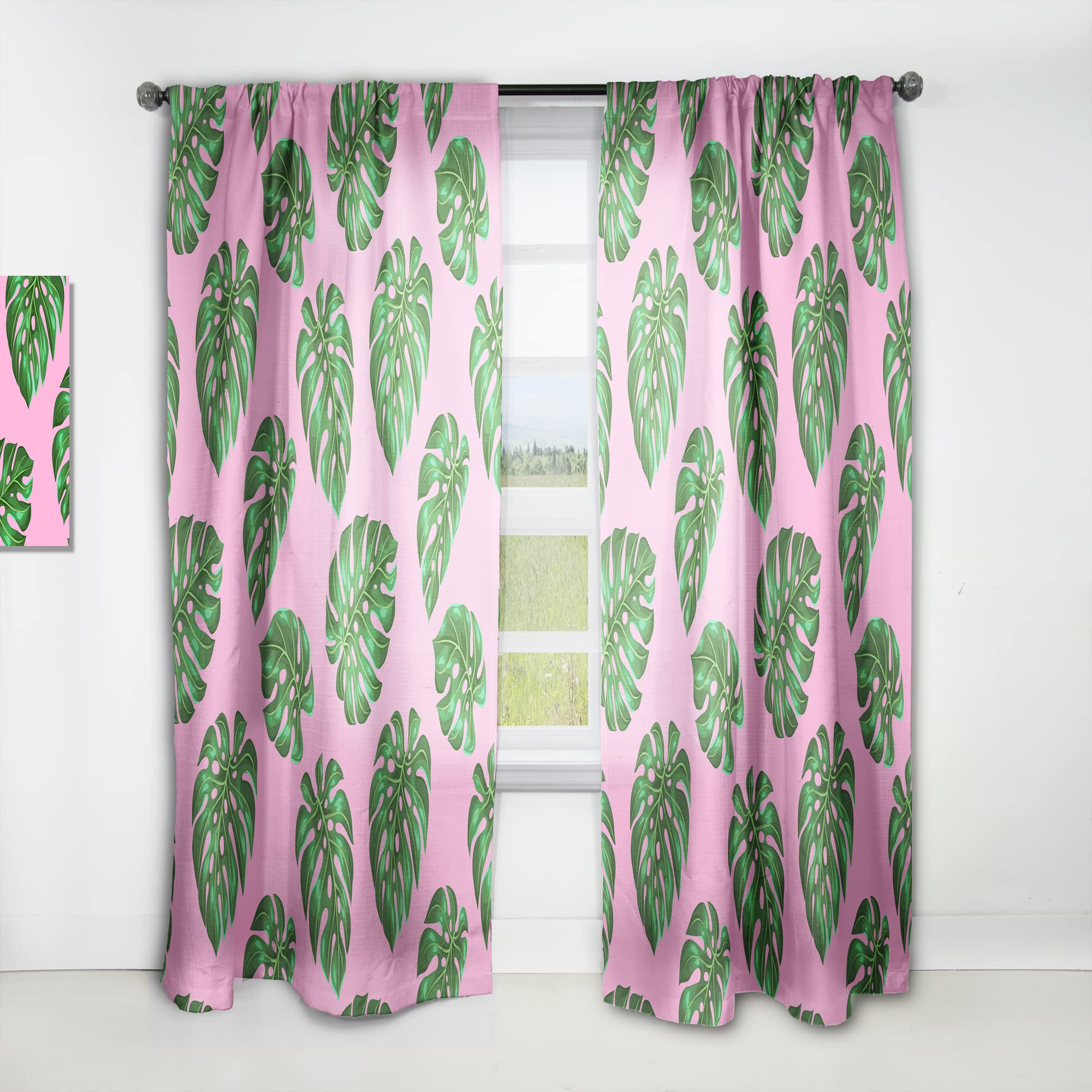 DesignQ Tropical Palm Leaves III Thermal Insulated Curtains - 52x120 Single Panel for Bedroom & Living Room - Perfect for Privacy, Sun Protection & Energy Saving