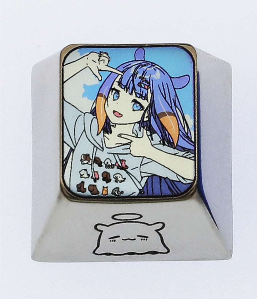 Custom Ninomae Ina'nis Themed 1u Titanium Alloy Carved Keycaps - Personalized Mechanical Keyboard Accessories for Gaming & Typing Enthusiasts