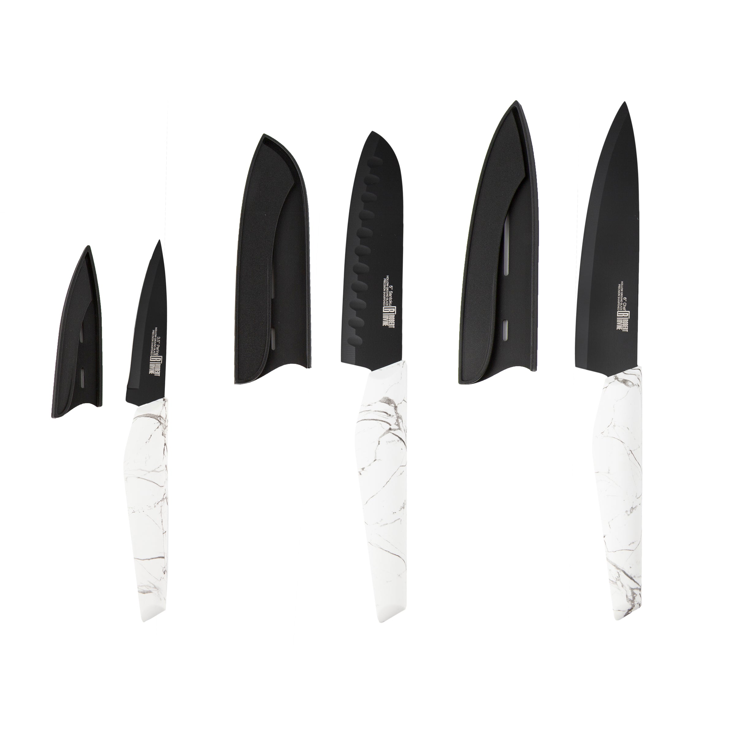 Robert Irvine 6-Piece Premium Cutlery Prep Set with Marble Handle - Perfect for Kitchen Cooking, Food Preparation & Gourmet Meal Prep
