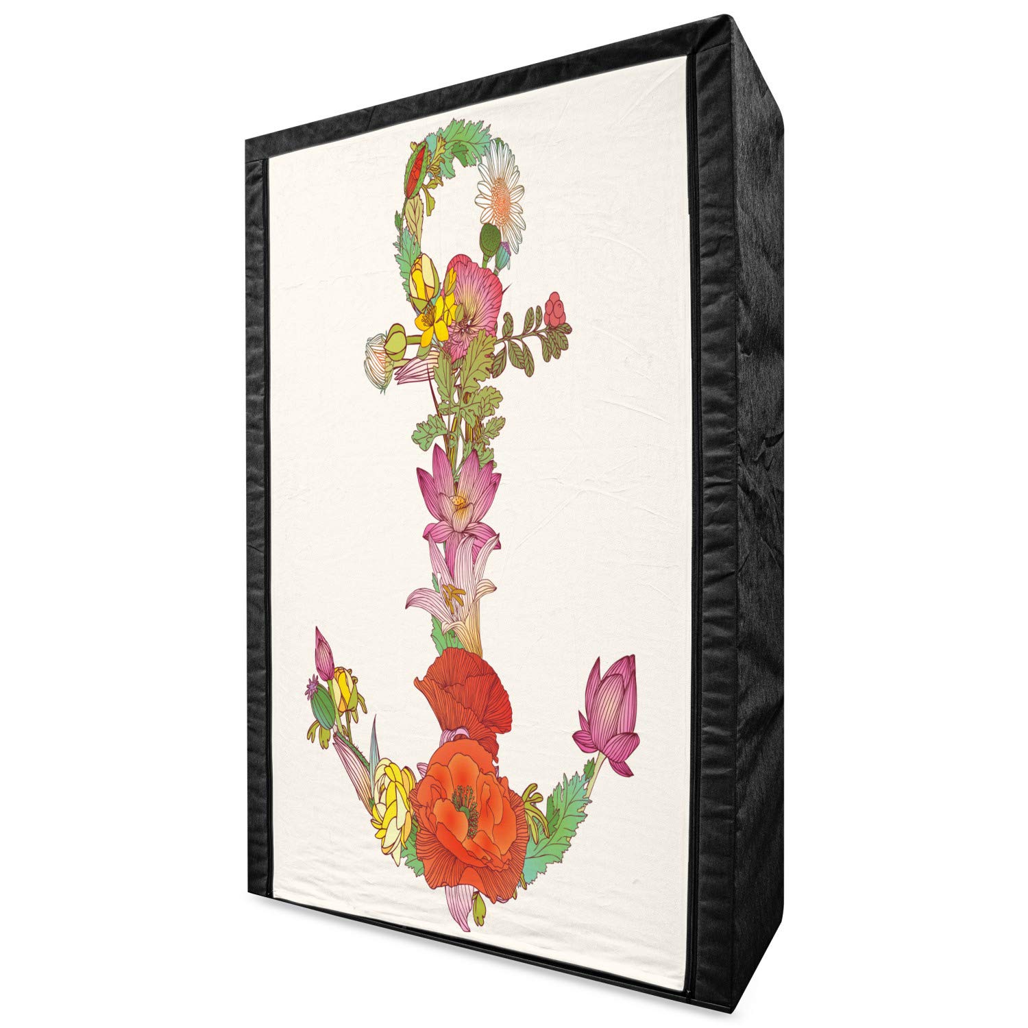 Ambesonne Portable Fabric Wardrobe with Anchor & Floral Design - 42.5