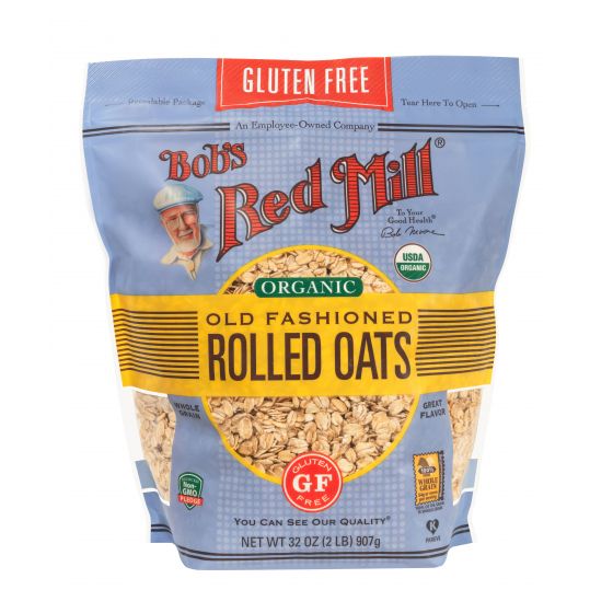Organic Rolled Oats by Bob's Red Mill - Gluten Free, Non-GMO, Whole Grain for Healthy Breakfast, Baking & Smoothies - 32oz Resealable Bag