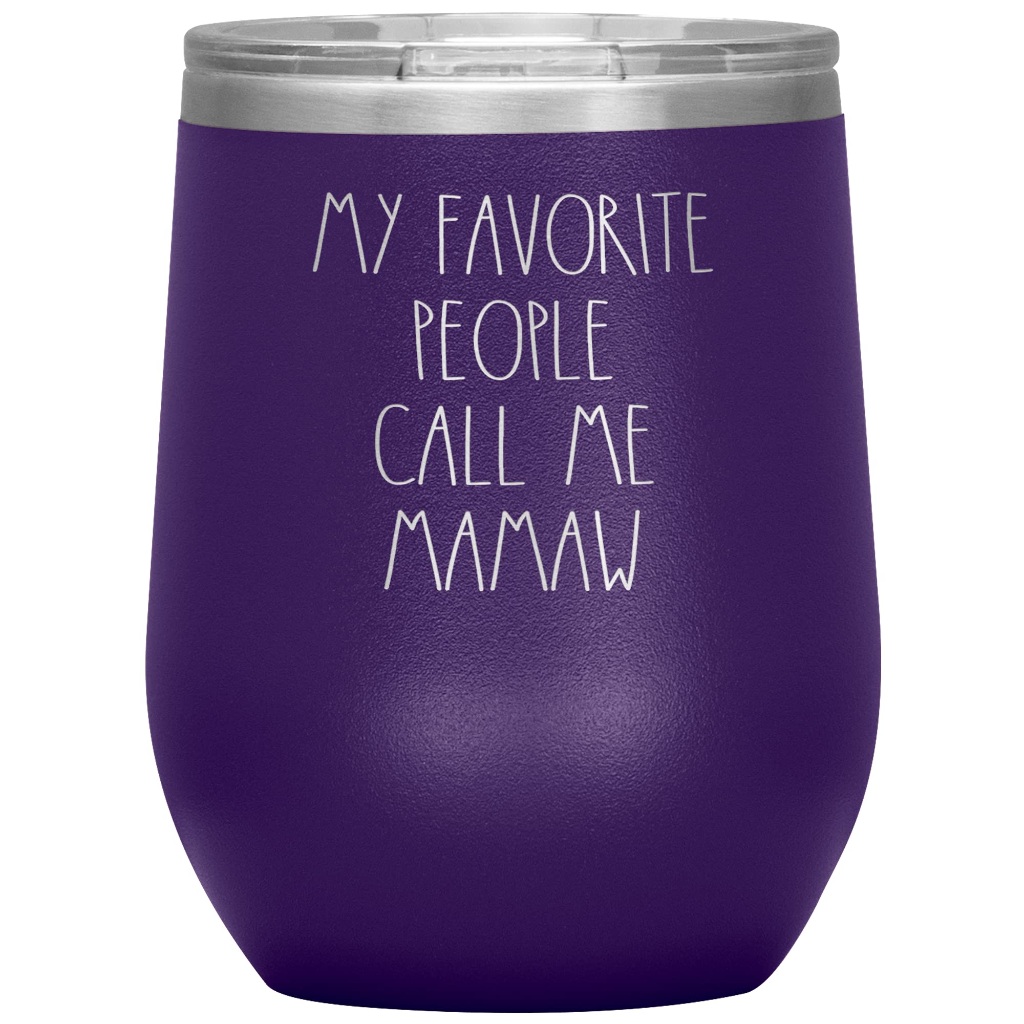 Personalized Mamaw Tumbler with Lid - Custom Text Rae Dunn Style - 12 Color Options (Purple) - Perfect Birthday Gift for Grandmother - Insulated Wine Cup for Coffee, Tea & Drinks at Home or Travel