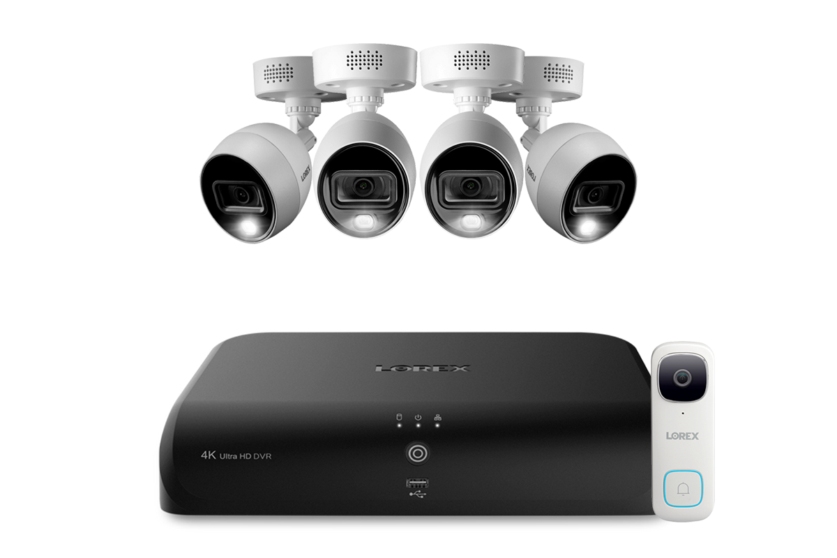 Lorex Fusion 4K 12-Channel Security Camera System (8 Wired + 4 WiFi) with 2TB DVR, 4 Analog Active Deterrence Cameras & 2K Wired Video Doorbell - Home & Business Surveillance Solution