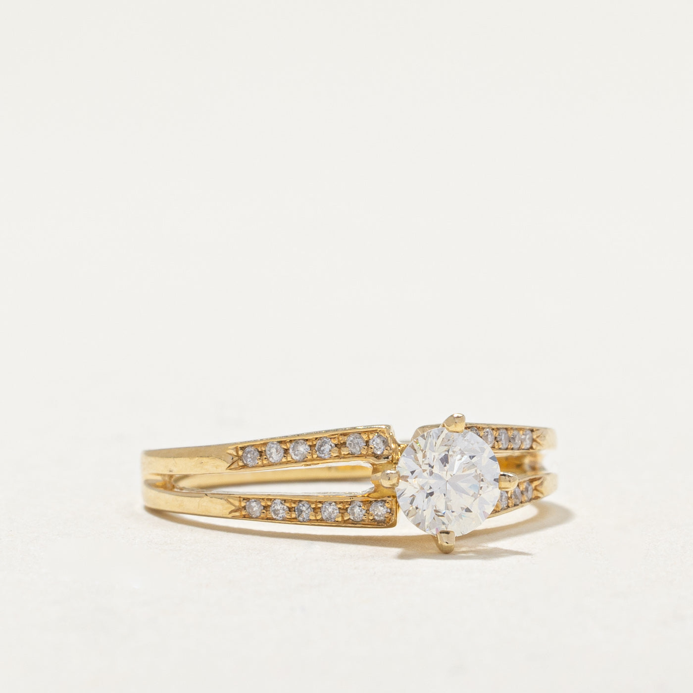 0.47ct Diamond Tapered Engagement Ring for Women - 0.12ctw Side Stones, Size 7 | Elegant High Set Solitaire Ring for Proposal, Anniversary & Wedding Jewelry Gift