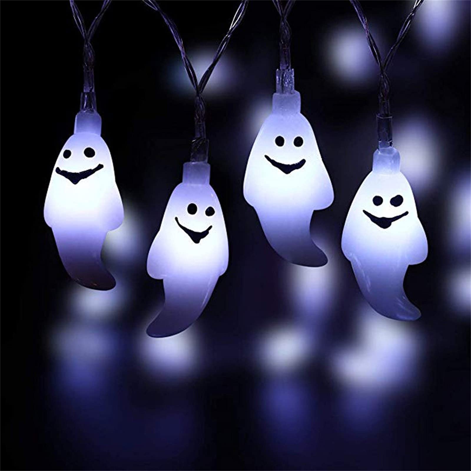 Halloween LED String Lights - Battery Operated Ghost & Pumpkin Lanterns for Indoor/Outdoor Party Decor - Scary Patio, Balcony & Garden Lighting for Spooky Atmosphere