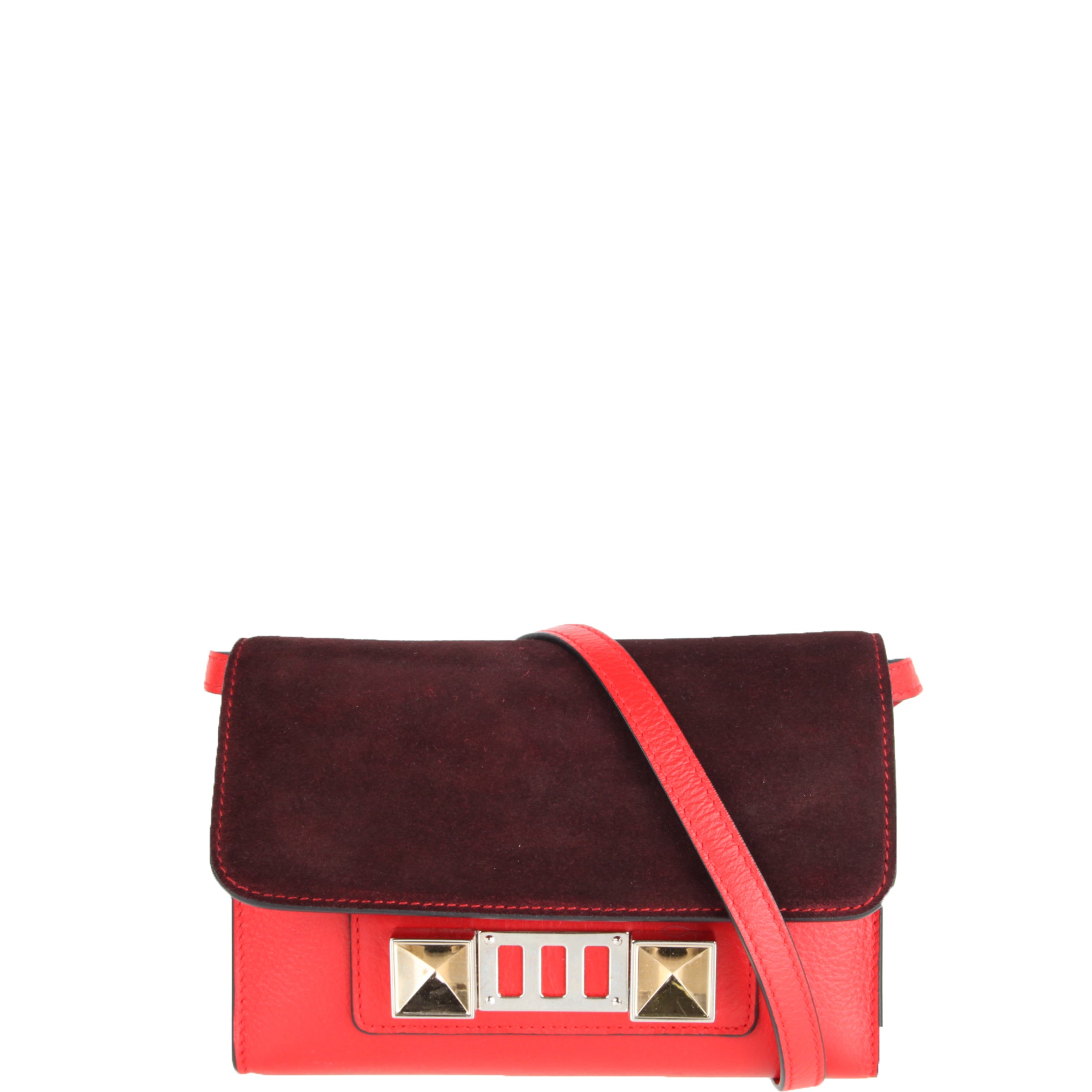 PS11 WOS Suede/Grain Leather Handbag in Cardinal/Burgundy - Stylish Crossbody Bag for Women, Perfect for Work, Travel & Evening Events