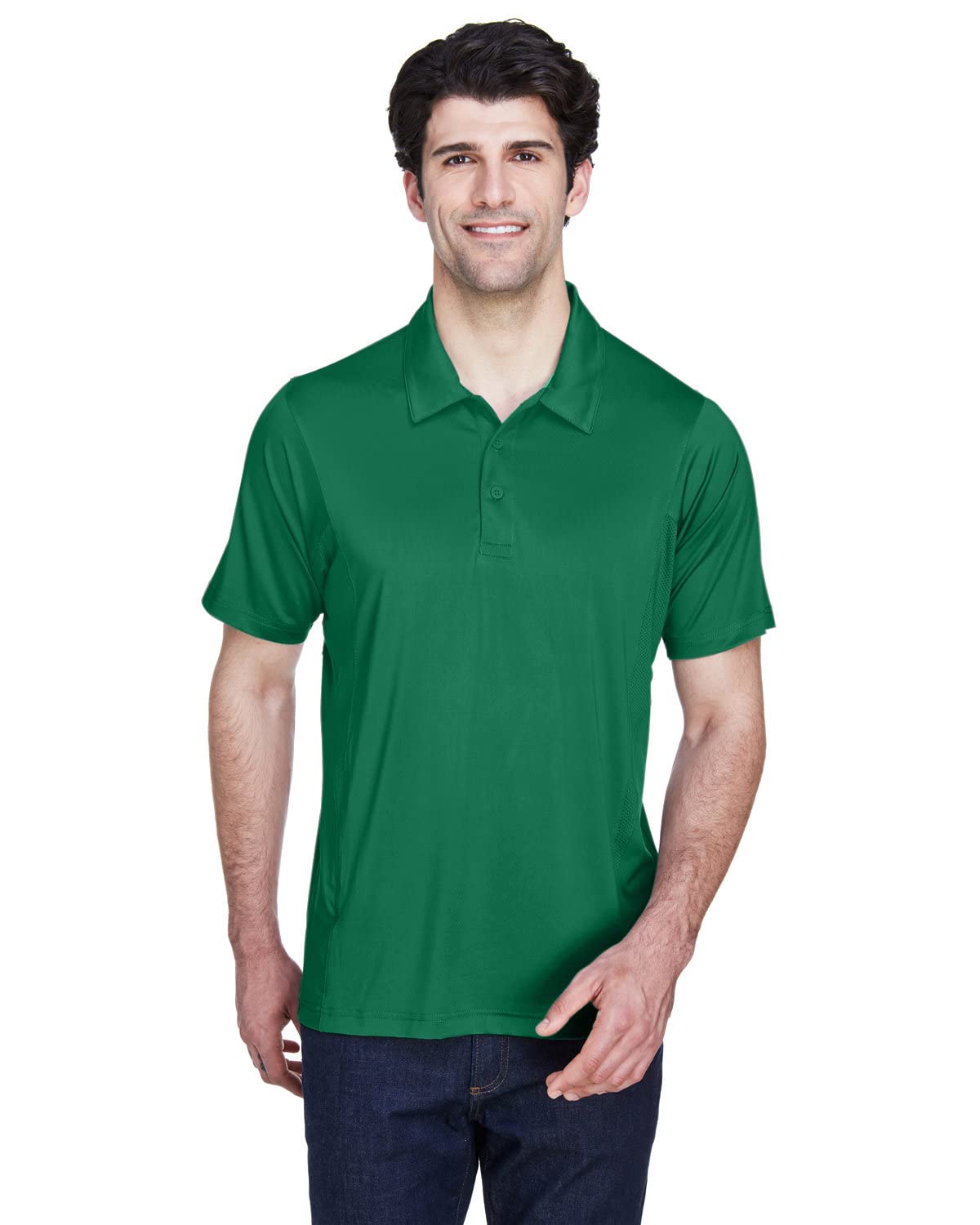TEAM 365 Men's Performance Polo Shirt - Moisture Wicking, Breathable, Quick Dry - Sport Kelly Green, Size M - Perfect for Golf, Tennis & Casual Wear
