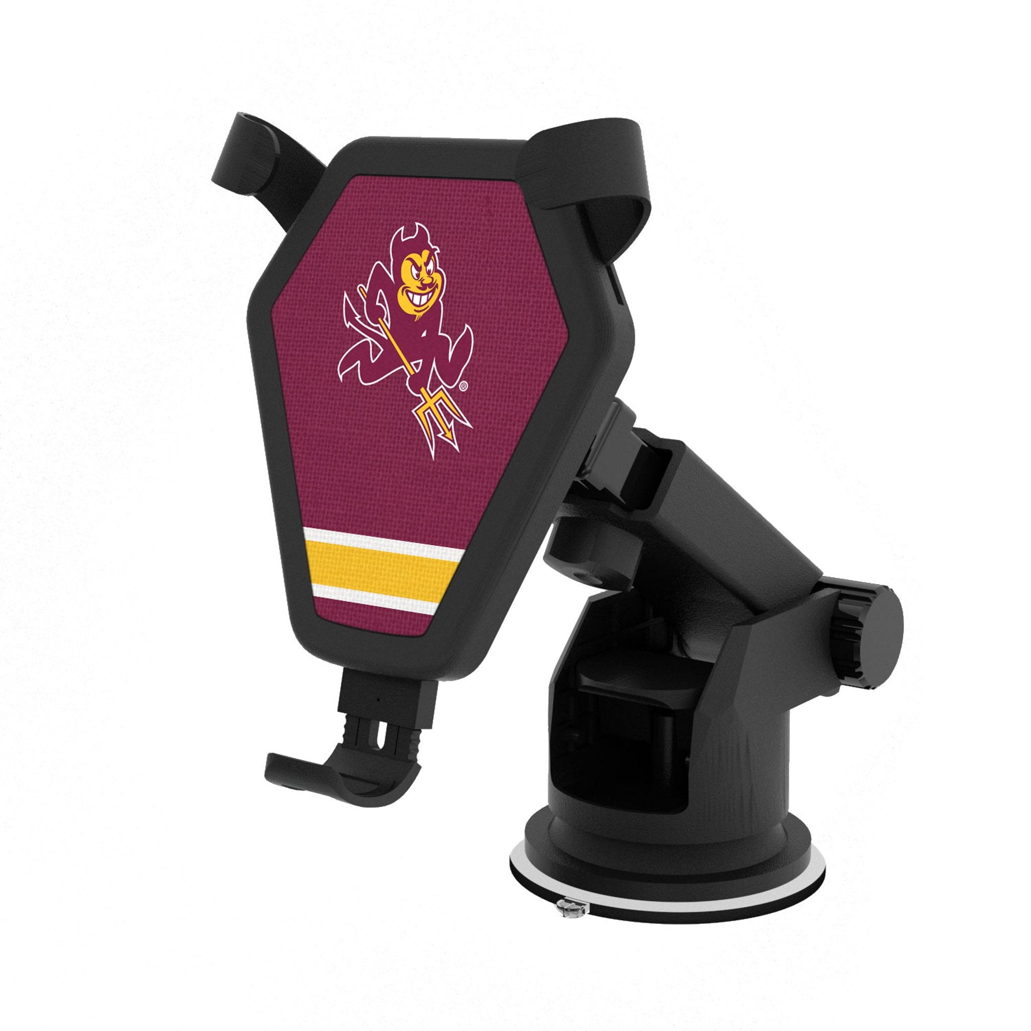 Arizona State University Sparky Stripe Wireless Car Charger - Fast Qi Charging Phone Mount for iPhone & Android - Perfect for Road Trips & Commuting