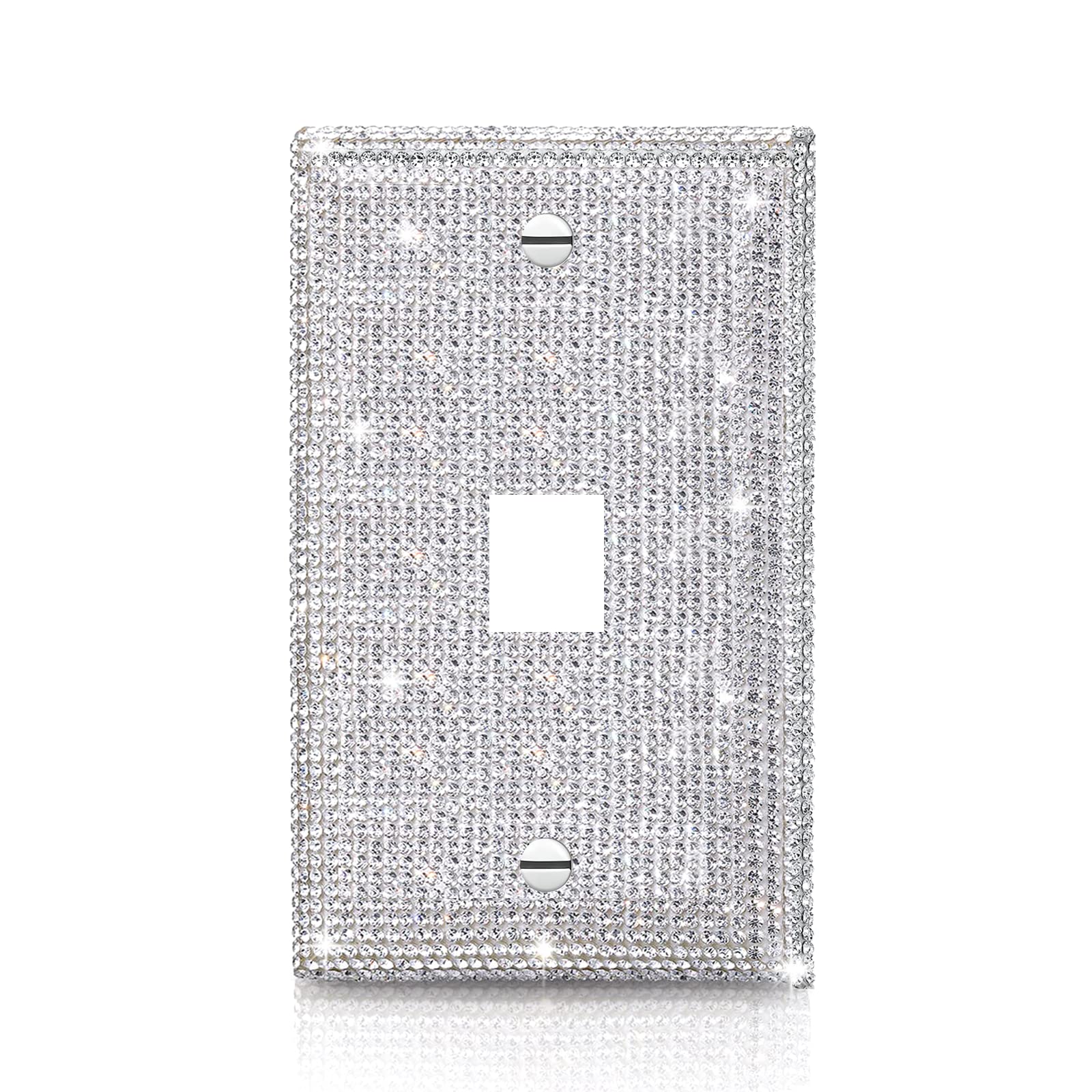 Shiny Silver Rhinestone Light Switch Cover Plate - Decorative Single Toggle Wall Plate for Electrical Outlets & Ethernet Ports - Perfect for Home Decor, Bedroom, Living Room, and Office