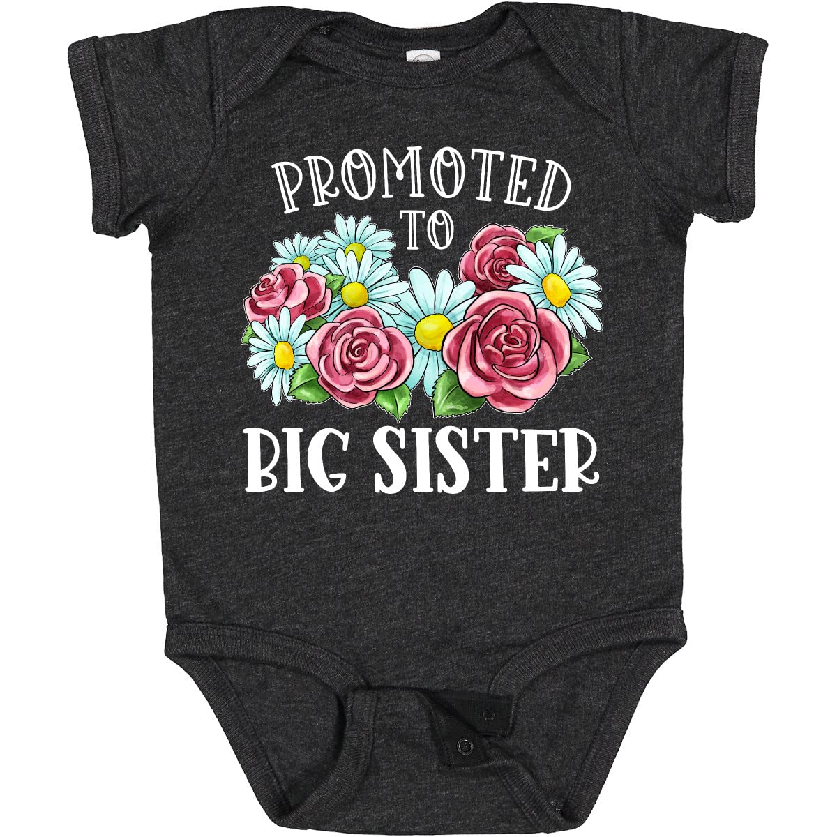 Inktastic Big Sister Floral Baby Bodysuit - Cute & Comfortable Newborn Outfit for Sibling Announcement & Family Photos