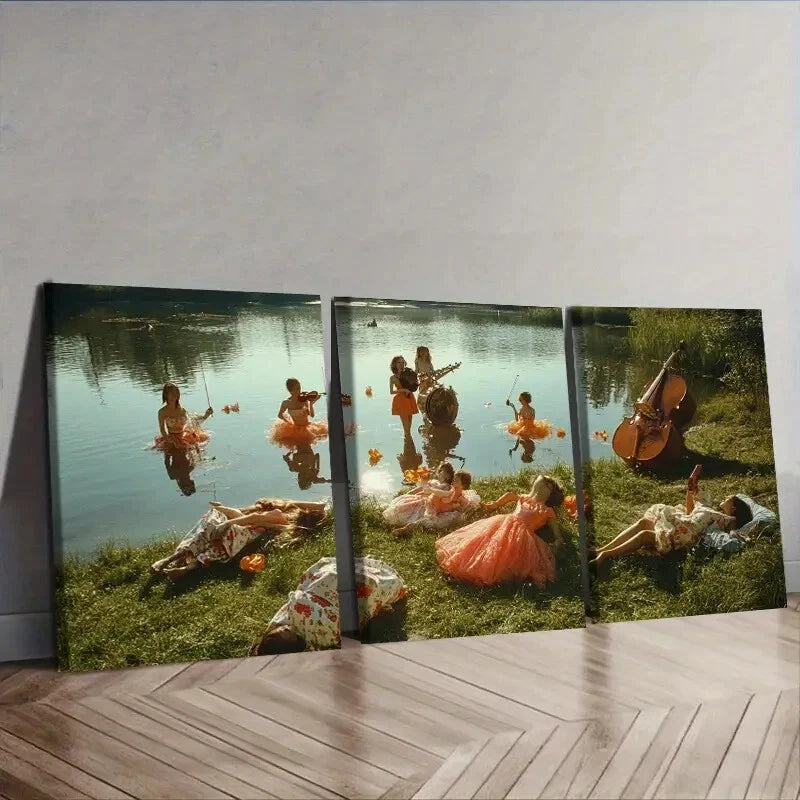 3-Piece Concert by the Lake Wall Art Set - Framed Canvas Prints 40x60cm - High Quality Australian Made Wall Decor - Perfect for Living Room, Bedroom & Office Decor