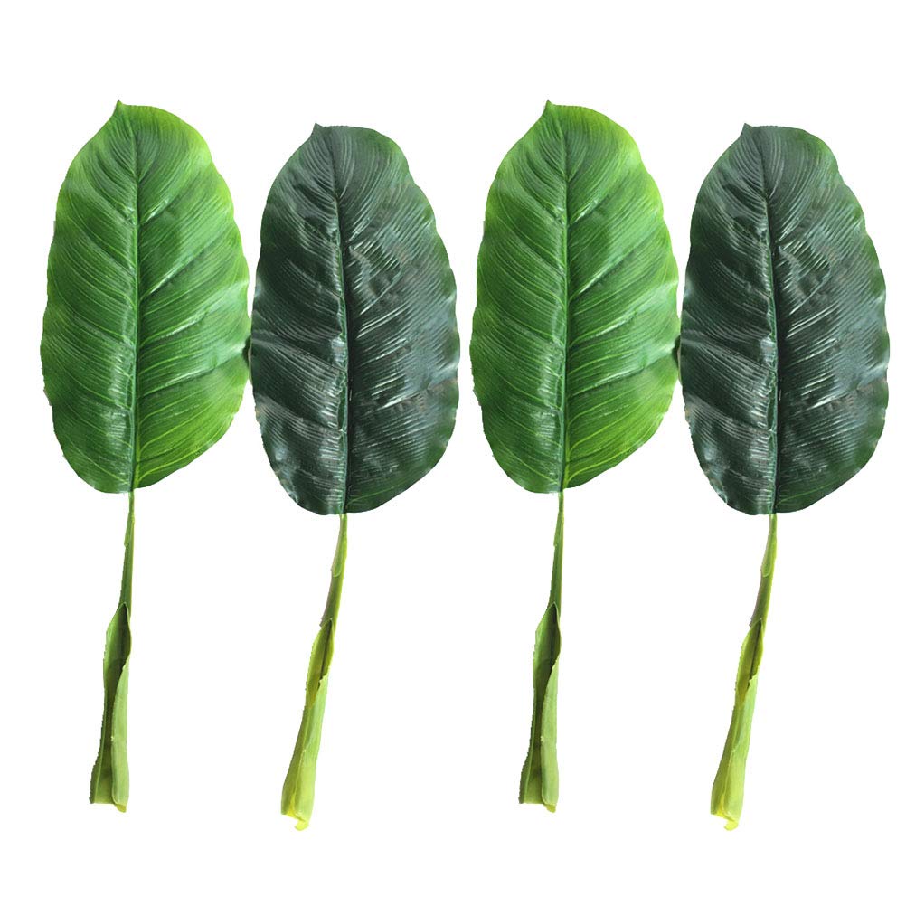 PRETYZOOM 4 Pack Artificial Strelitzia Leaves - Realistic Fake Tropical Foliage for Home, Office, Garden Decor - Light Green & Dark Green - Perfect for Wedding, Party, and Landscape Decoration