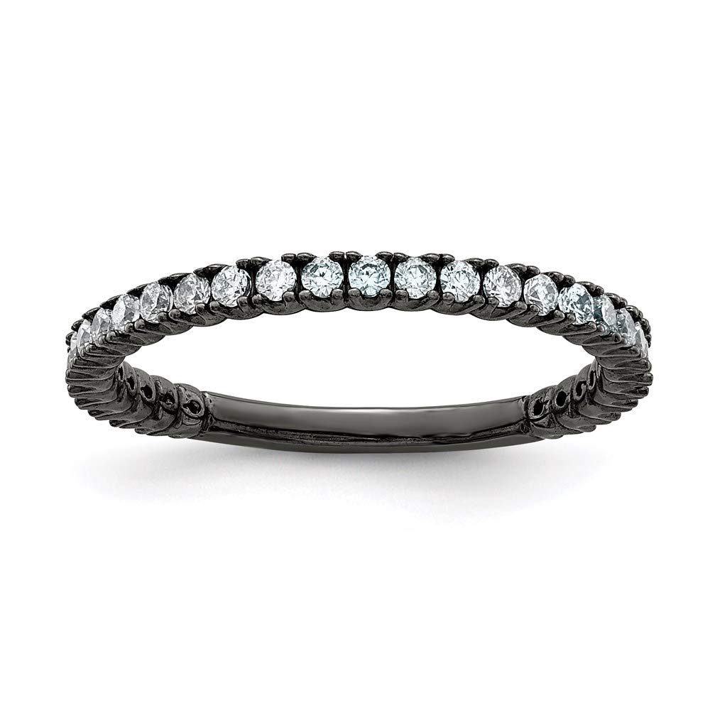 925 Sterling Silver Ruthenium-Plated 28 Stone Cubic Zirconia Ring for Women - Elegant Fine Jewelry Gift for Her - Perfect for Anniversaries, Birthdays & Special Occasions