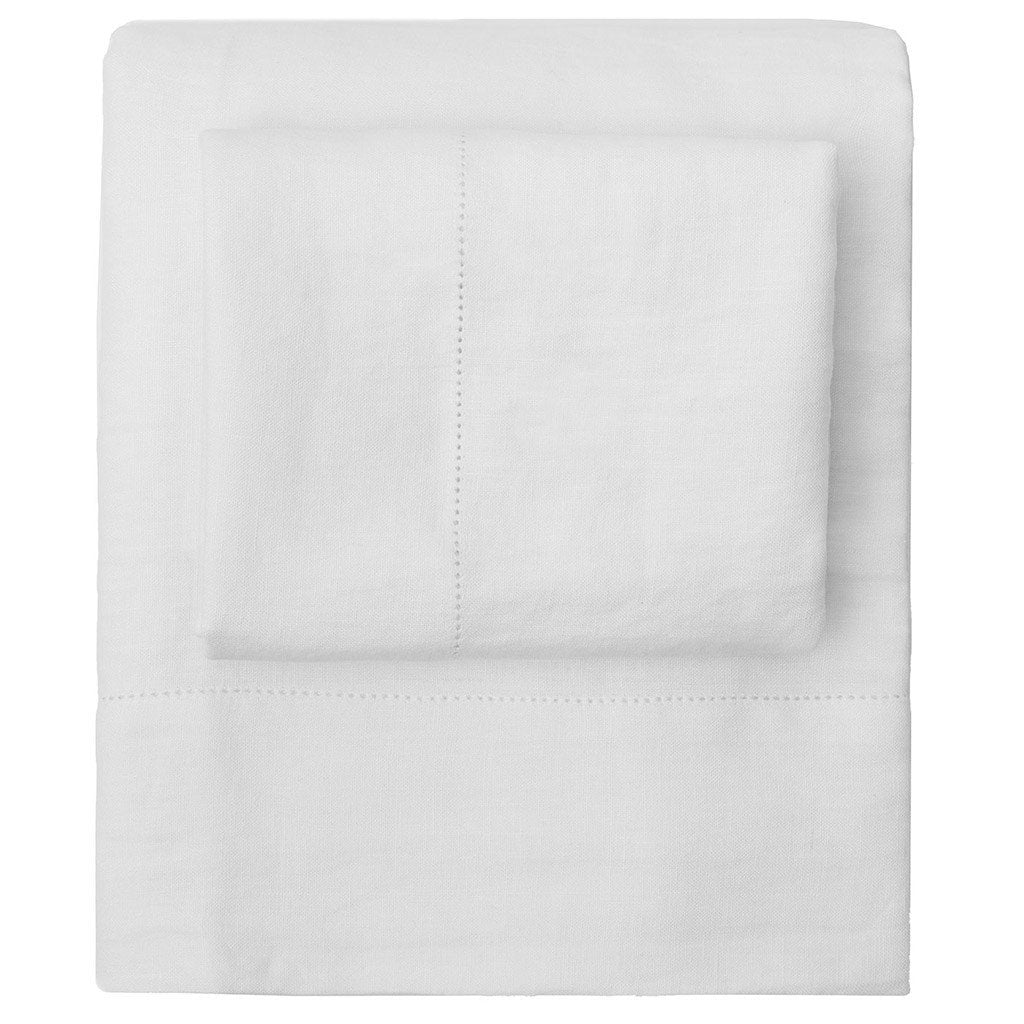 Premium White Belgian Flax Linen Sheet Set - Queen Size (Fitted Sheet, Flat Sheet & 2 Pillowcases) - Breathable & Soft Bedding for All Seasons - Perfect for Master Bedroom, Guest Room or Vacation Home