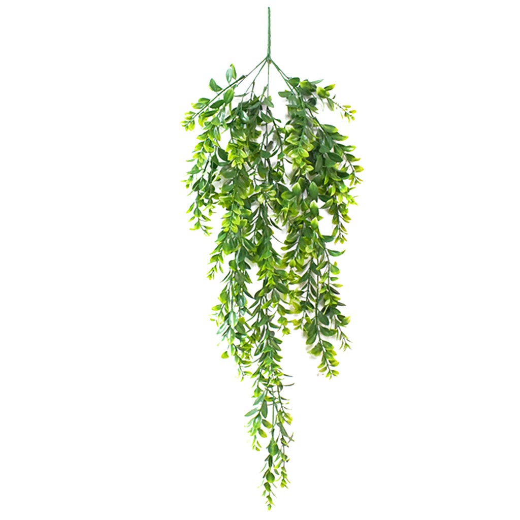 DFDGBD Artificial Hanging Leaves - Realistic Plastic Vine with Lengthened Grass Wall Decor - Green Faux Flowers Strips for Home, Garden & Wedding Decorations