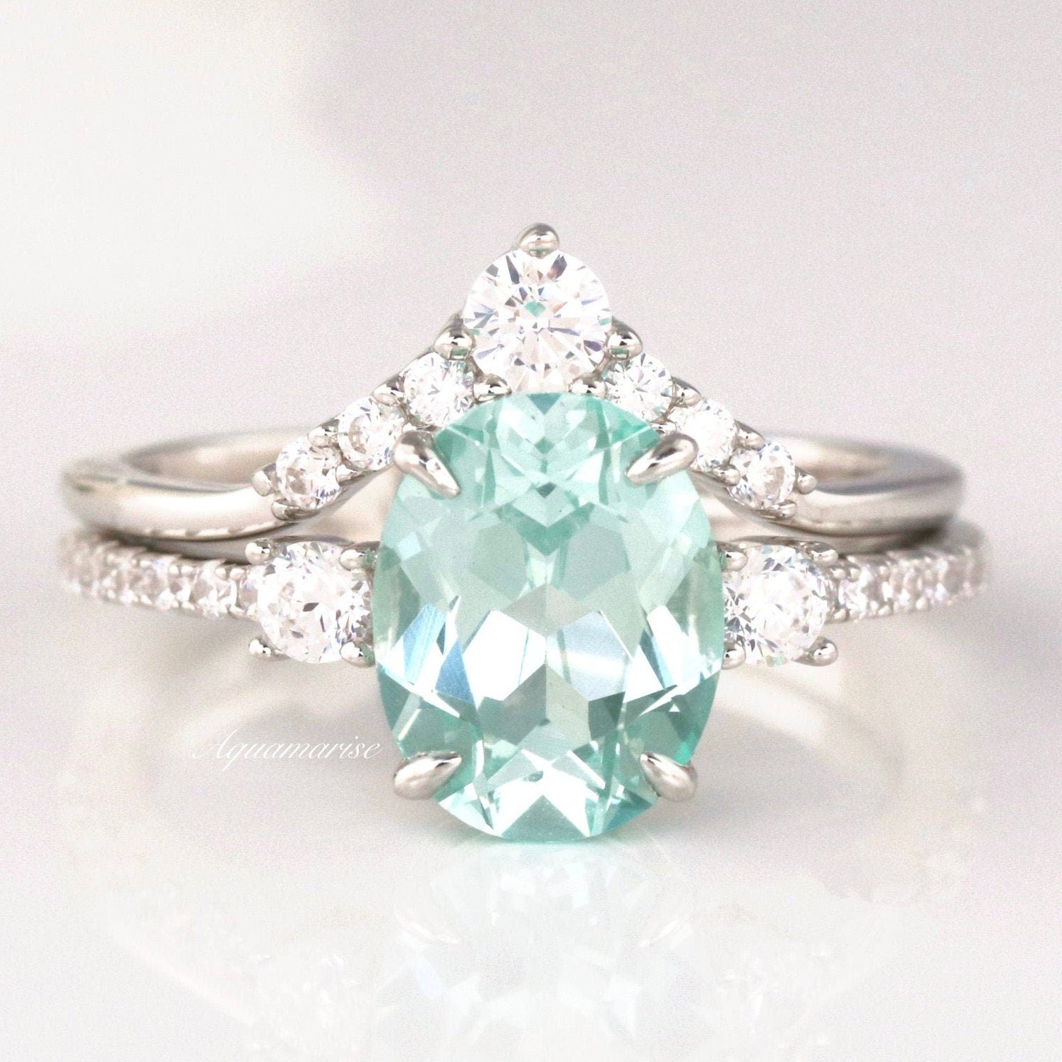 Bella Green Sapphire Ring Set - Sterling Silver Jewelry for Women, Elegant Wedding & Engagement Ring, Perfect Gift for Her - Ideal for Anniversaries, Proposals & Special Occasions