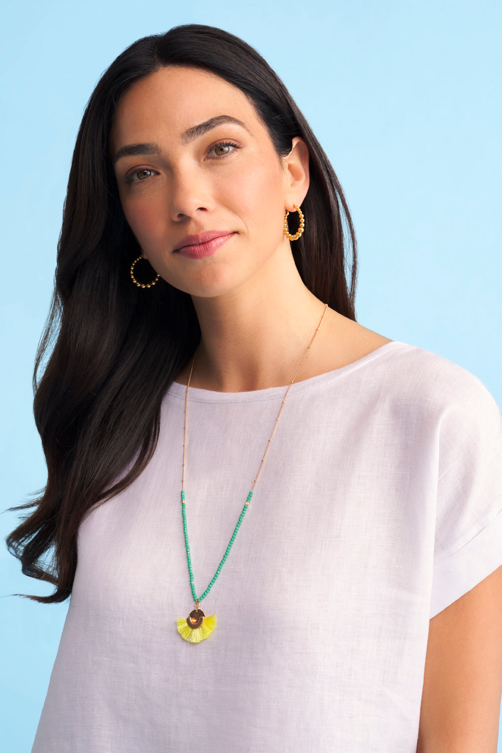 Sunset Frayed Necklace in Gold - Elegant Boho Layering Jewelry for Women, Perfect for Casual Outfits & Beach Vacations