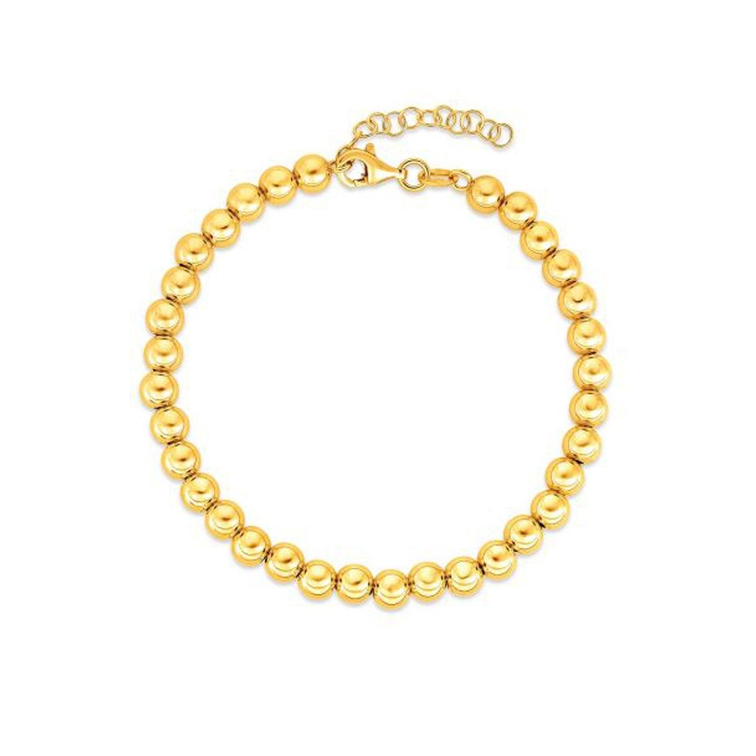 14K Yellow Gold Bead Chain Necklace for Women - 5mm Dainty Layering Necklace - Perfect for Everyday Wear, Gift Giving & Special Occasions