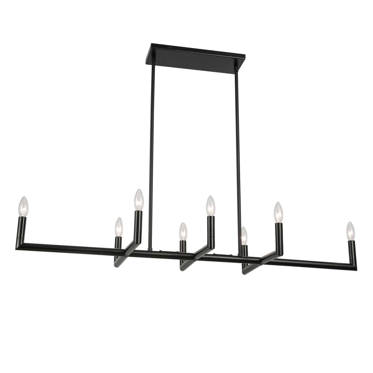 Dainolite 8-Light Matte Black Chandelier - Modern Ceiling Light Fixture for Dining Room, Living Room & Bedroom Lighting