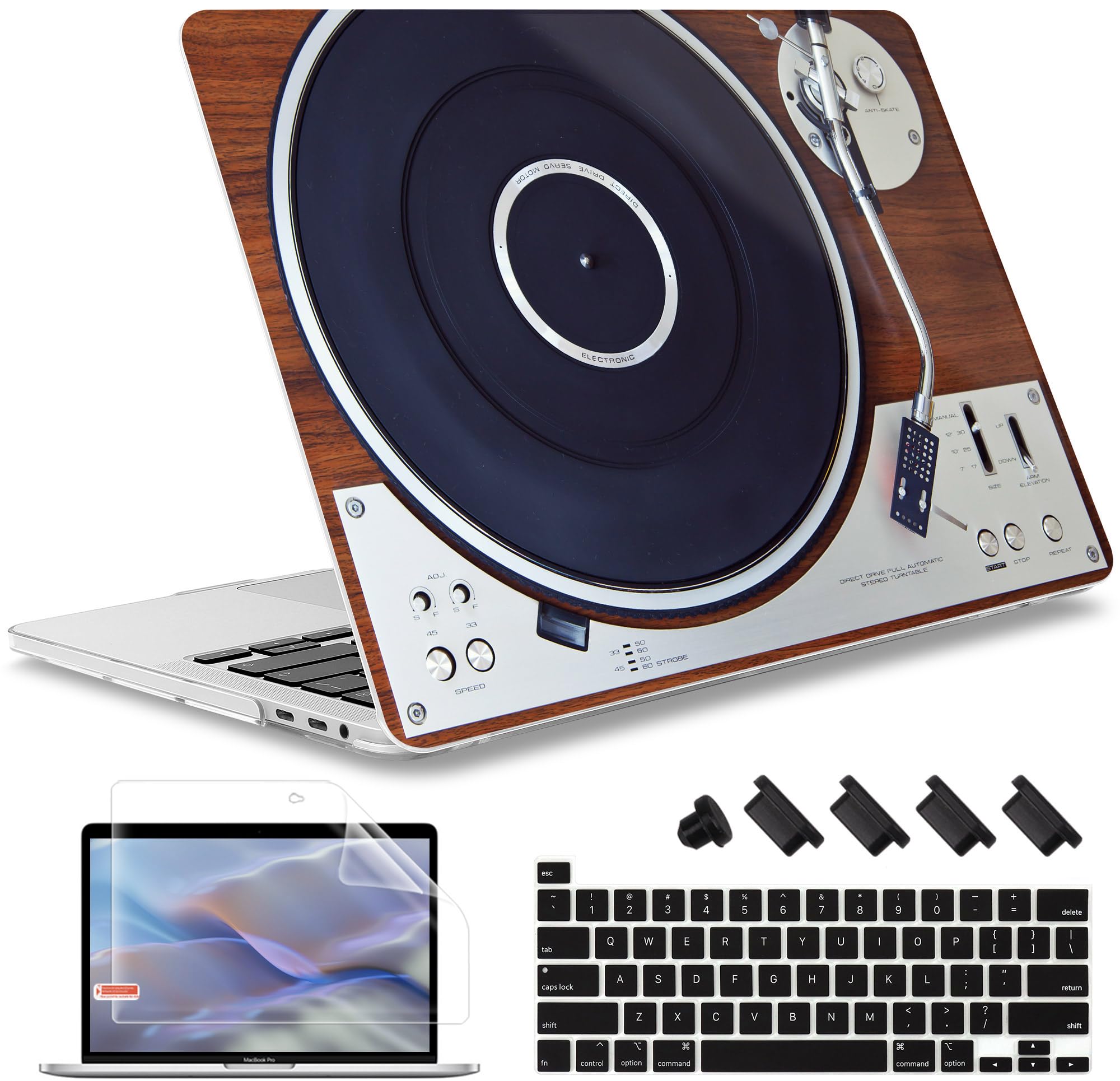 May Chen Screen Protector & Keyboard Cover for MacBook Pro 16-inch A2141 (2019-2020 Model) - Soft-Touch Plastic Case Compatible with Touch Bar & Touch ID - Perfect for Office Work, Travel, and Music Lovers with Vinyl Record Collection