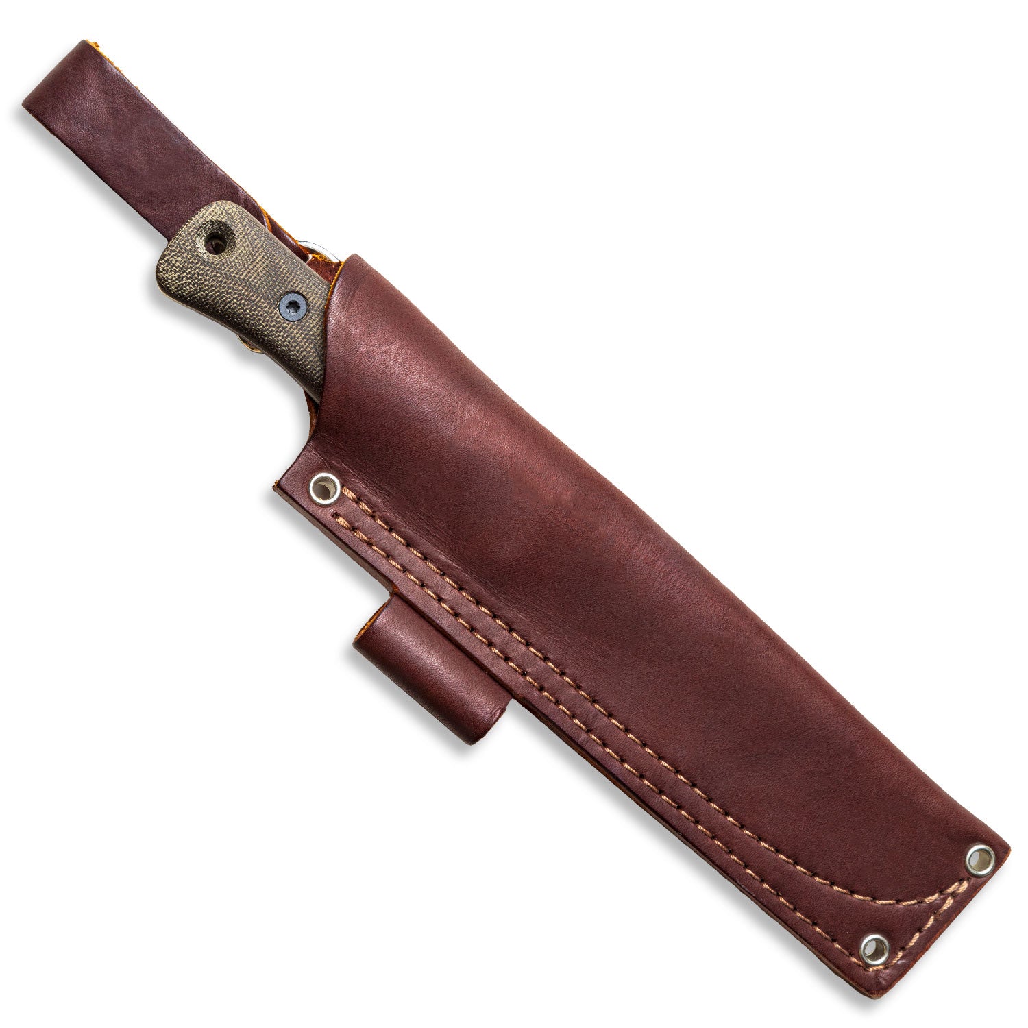 F6 Bushcraft Knife Sheath - Genuine Brown Leather, Durable & Handmade for Outdoor Survival, Hunting, and Camping Adventures