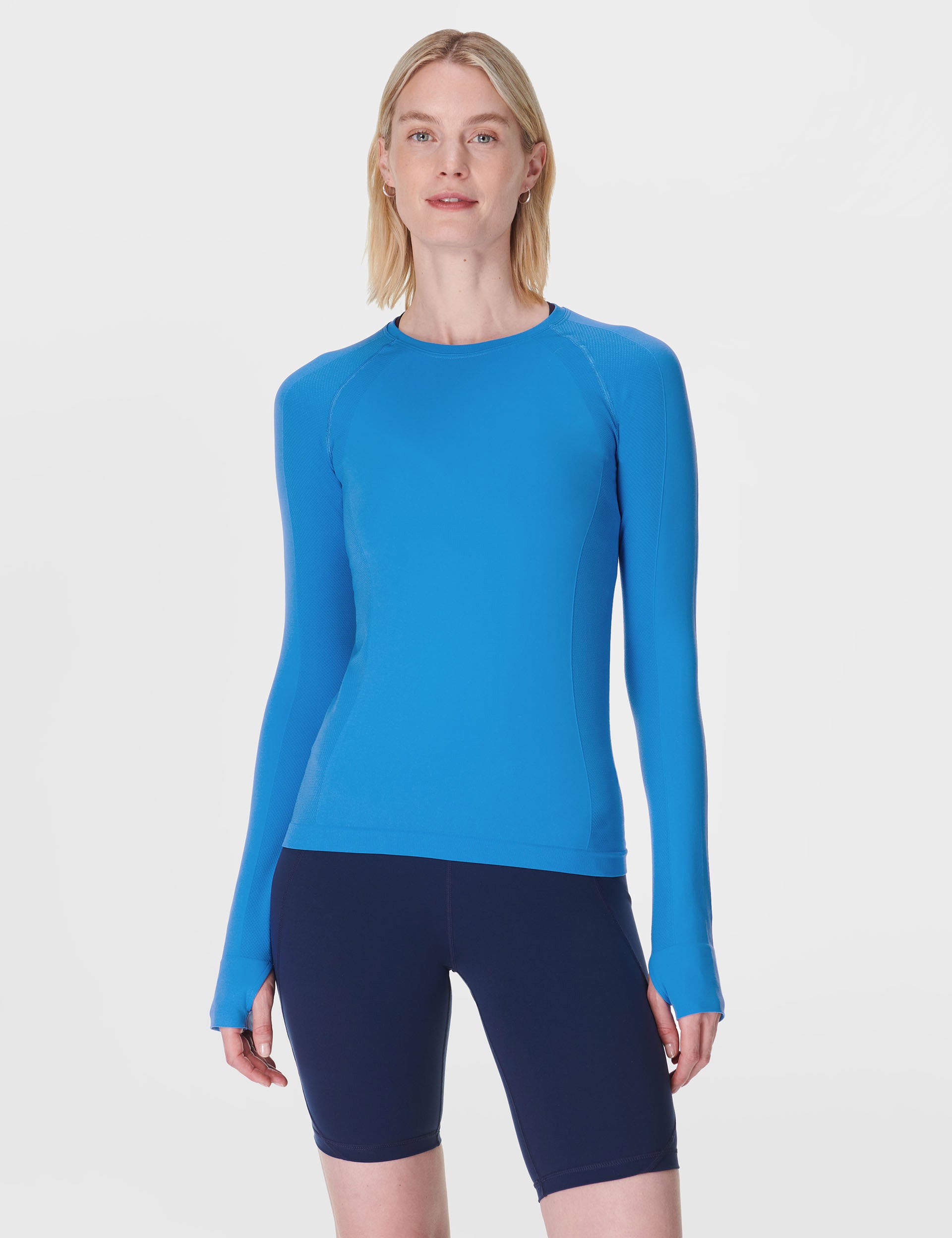 High-Performance Seamless Long Sleeve Workout Top for Women & Men - Moisture-Wicking Gym Shirt in Tidal Blue - Ideal for Yoga, Running & Fitness Training